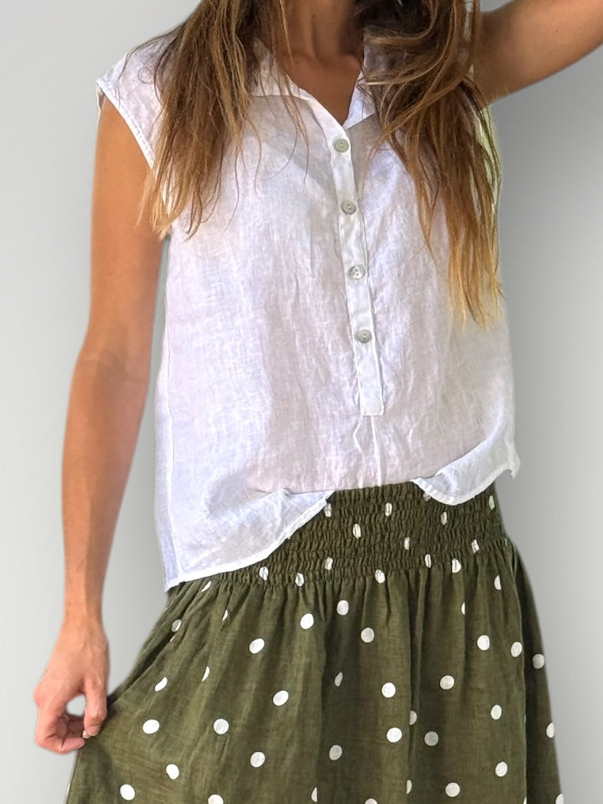 lexi top- white linen Apparel
