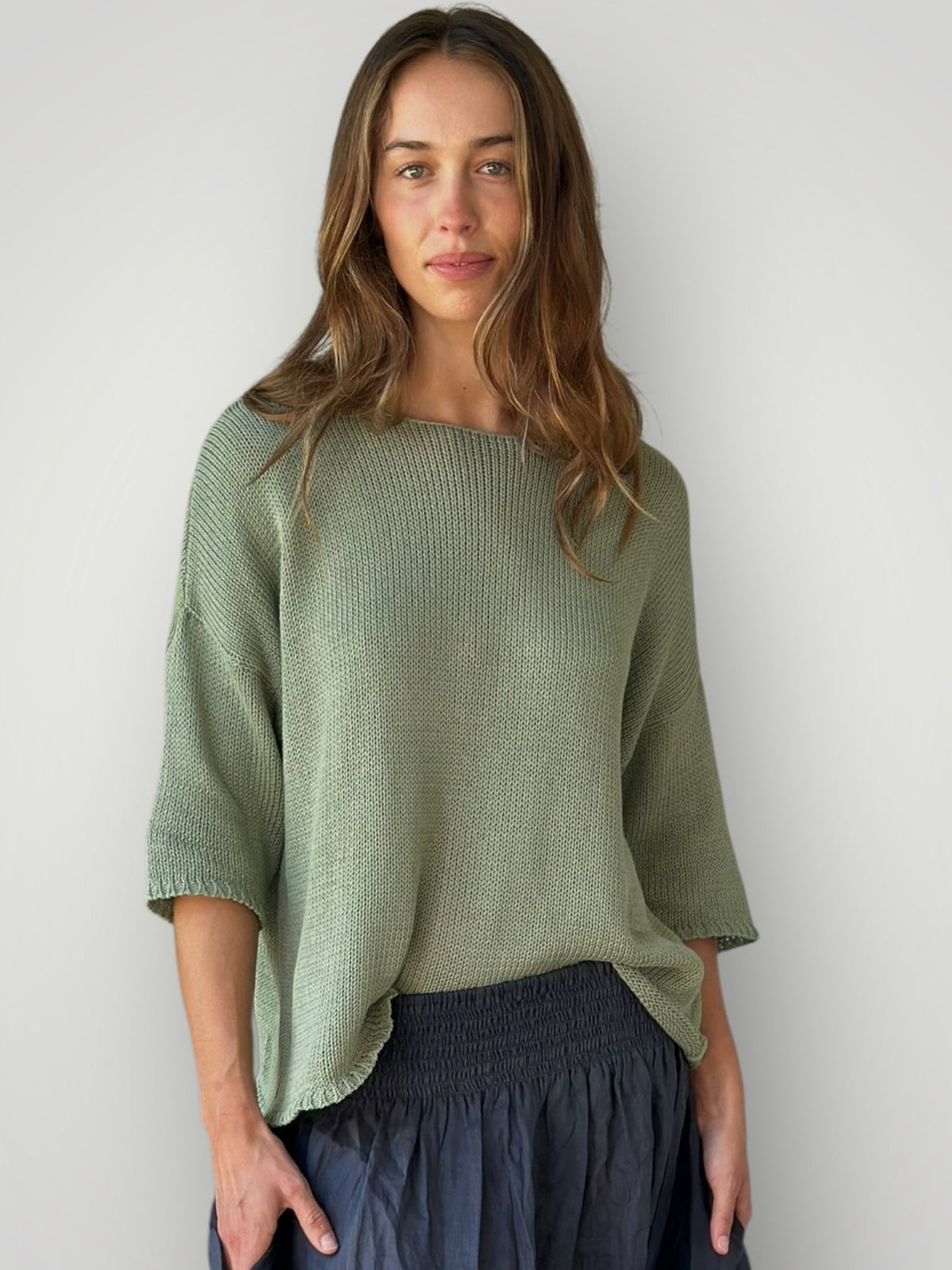 alex top - sage cotton knit Apparel