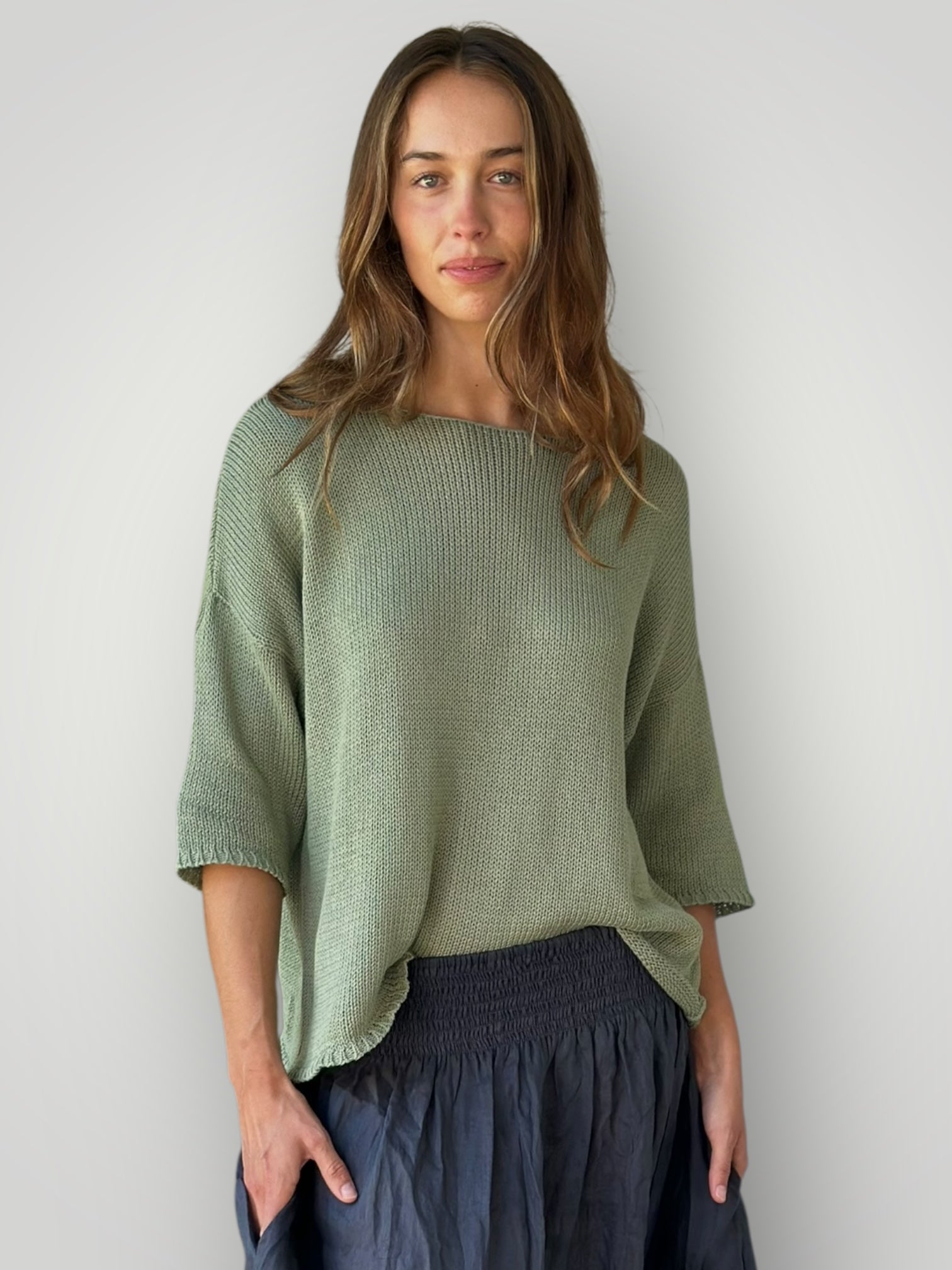 alex top - mint cotton knit Apparel