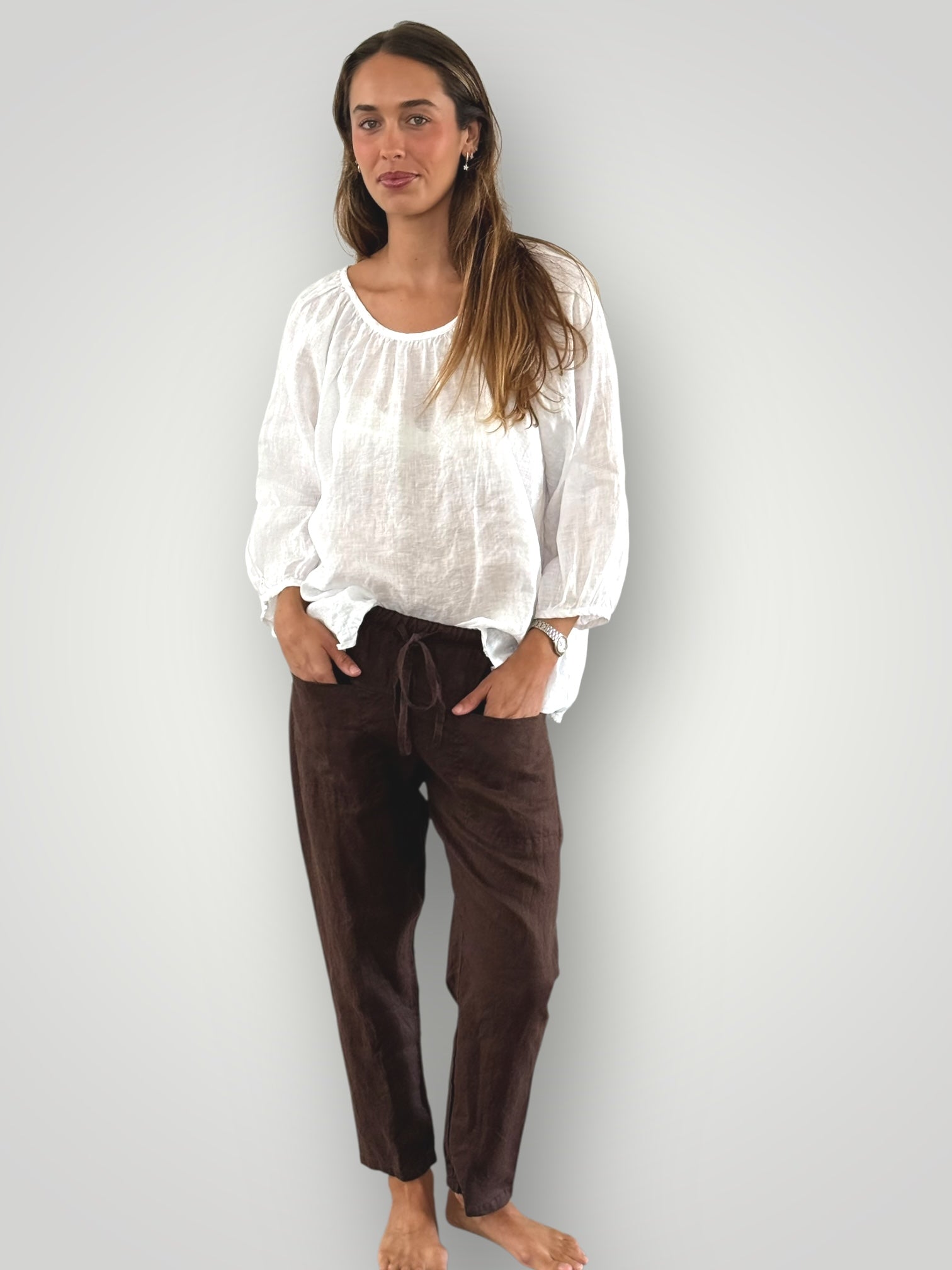 jessie pants - chocolate linen Apparel