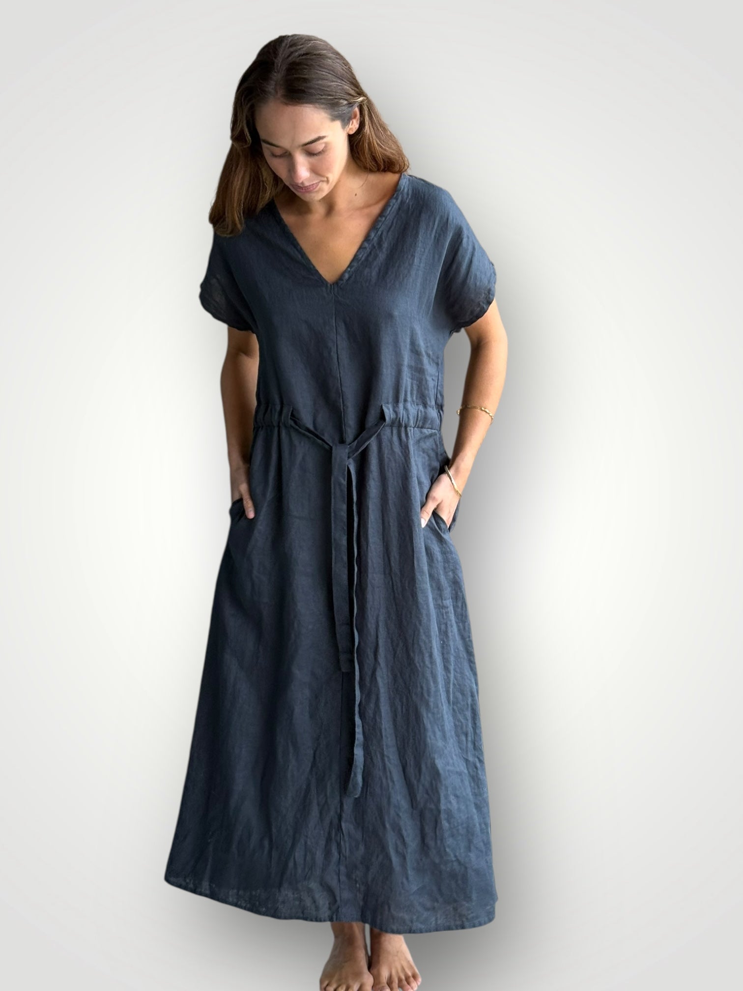 harper dress - charcoal linen Apparel