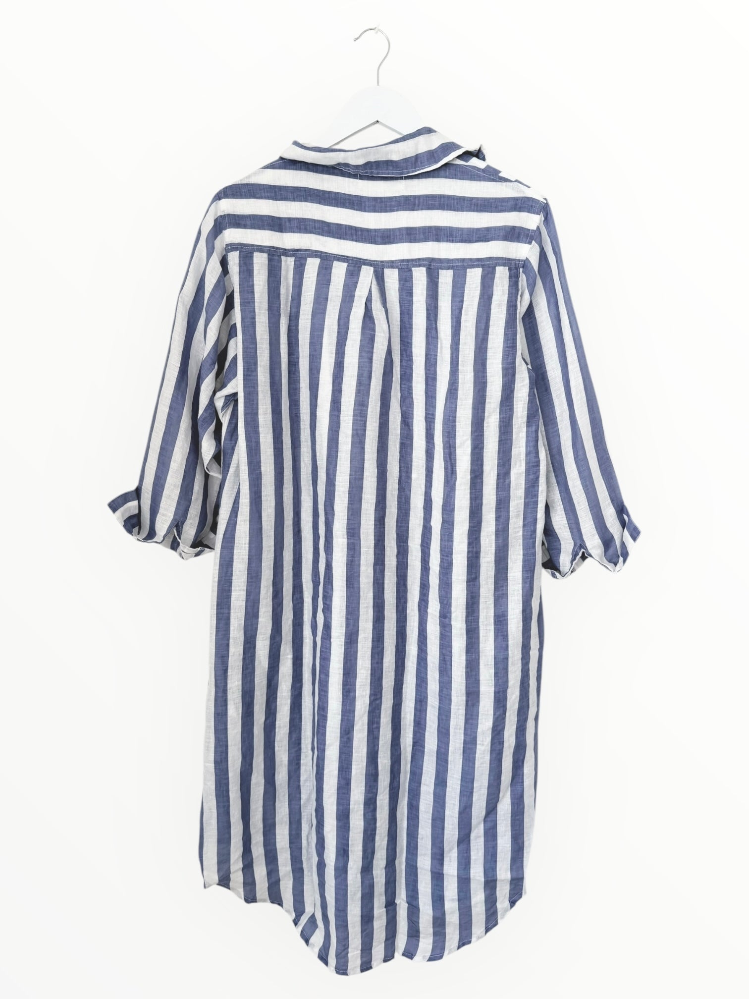elena shirtdress - cornflower stripe linen Apparel