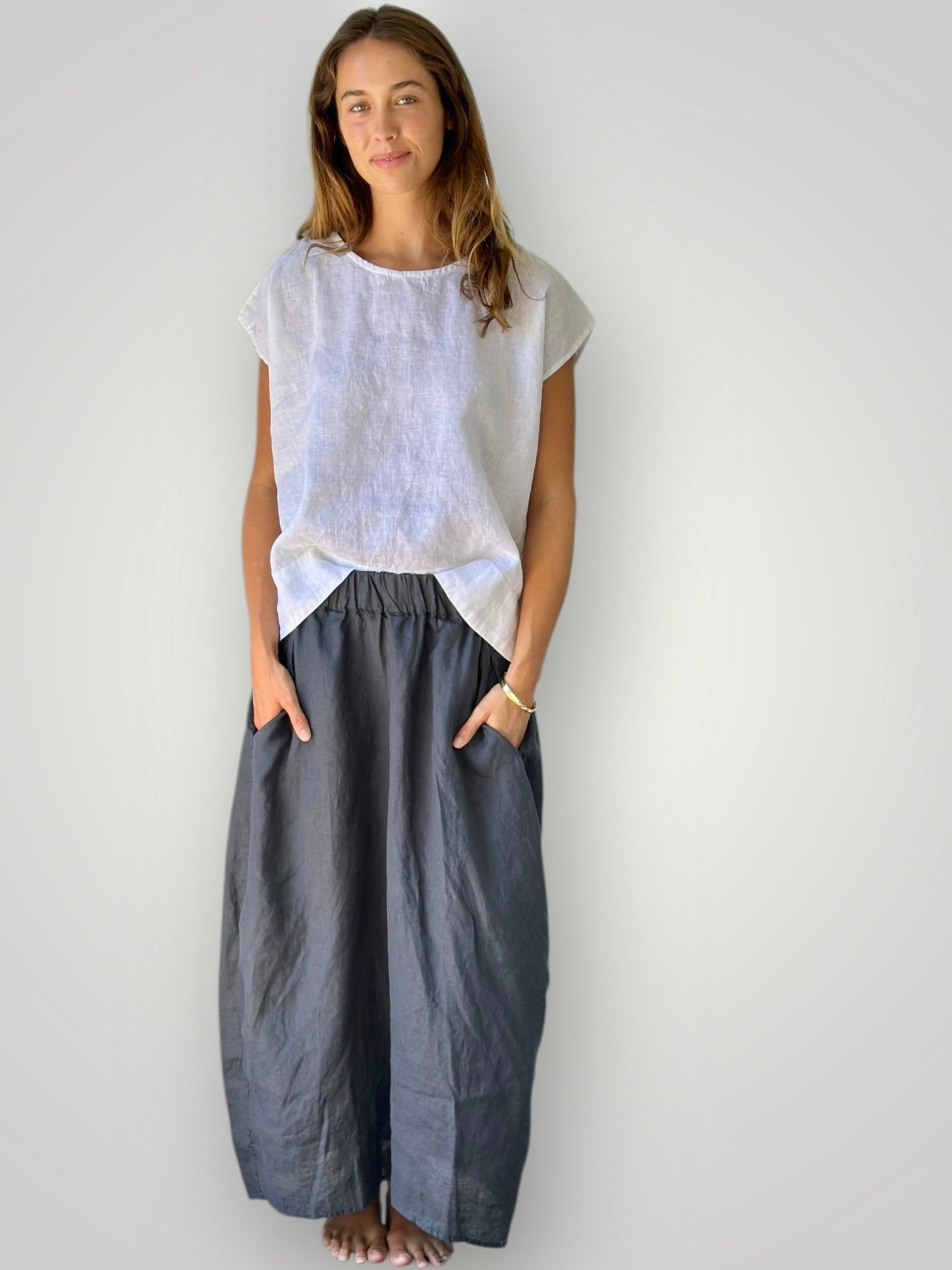 lana skirt - charcoal linen Apparel