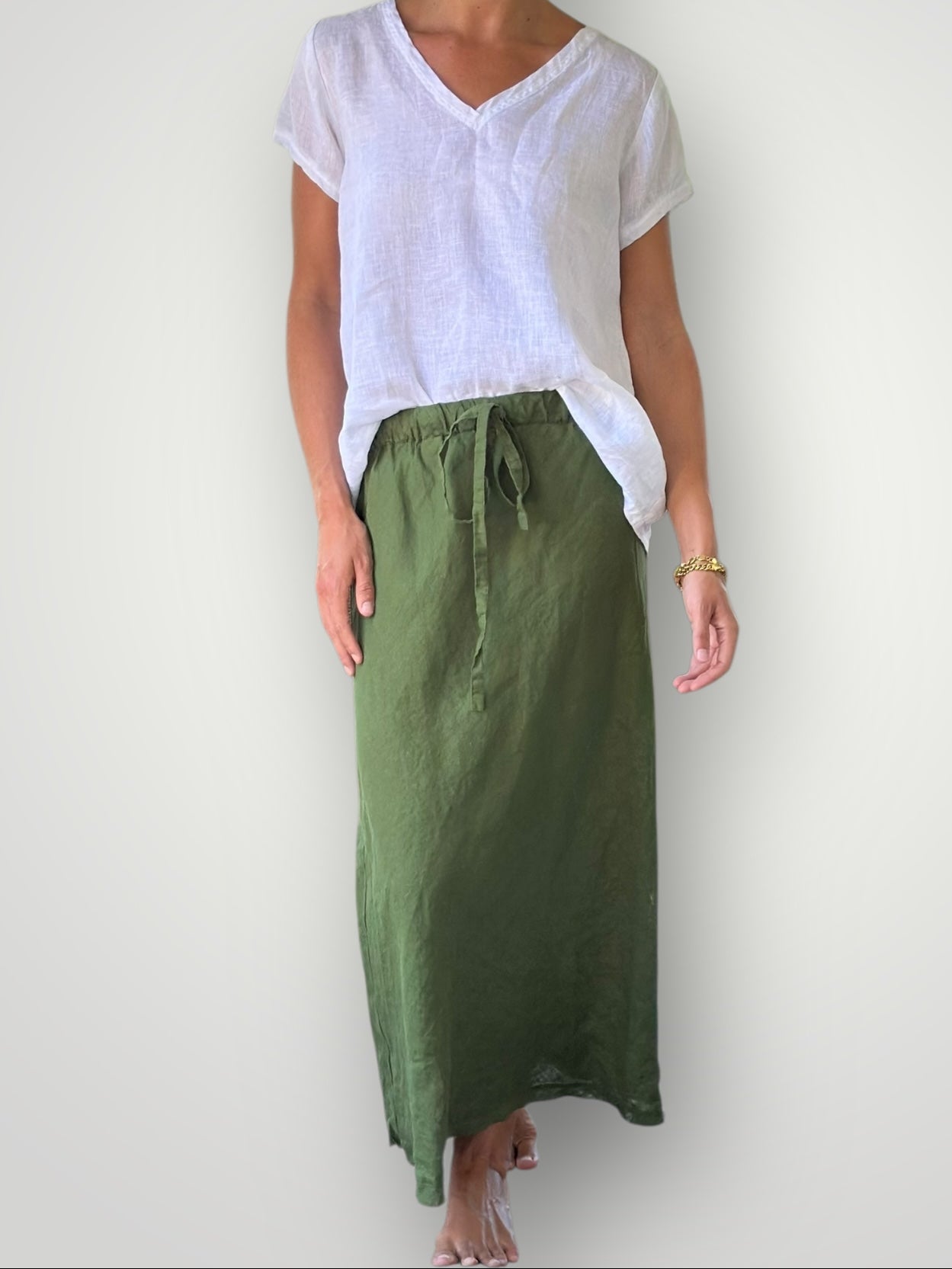 anthea skirt - moss linen Apparel