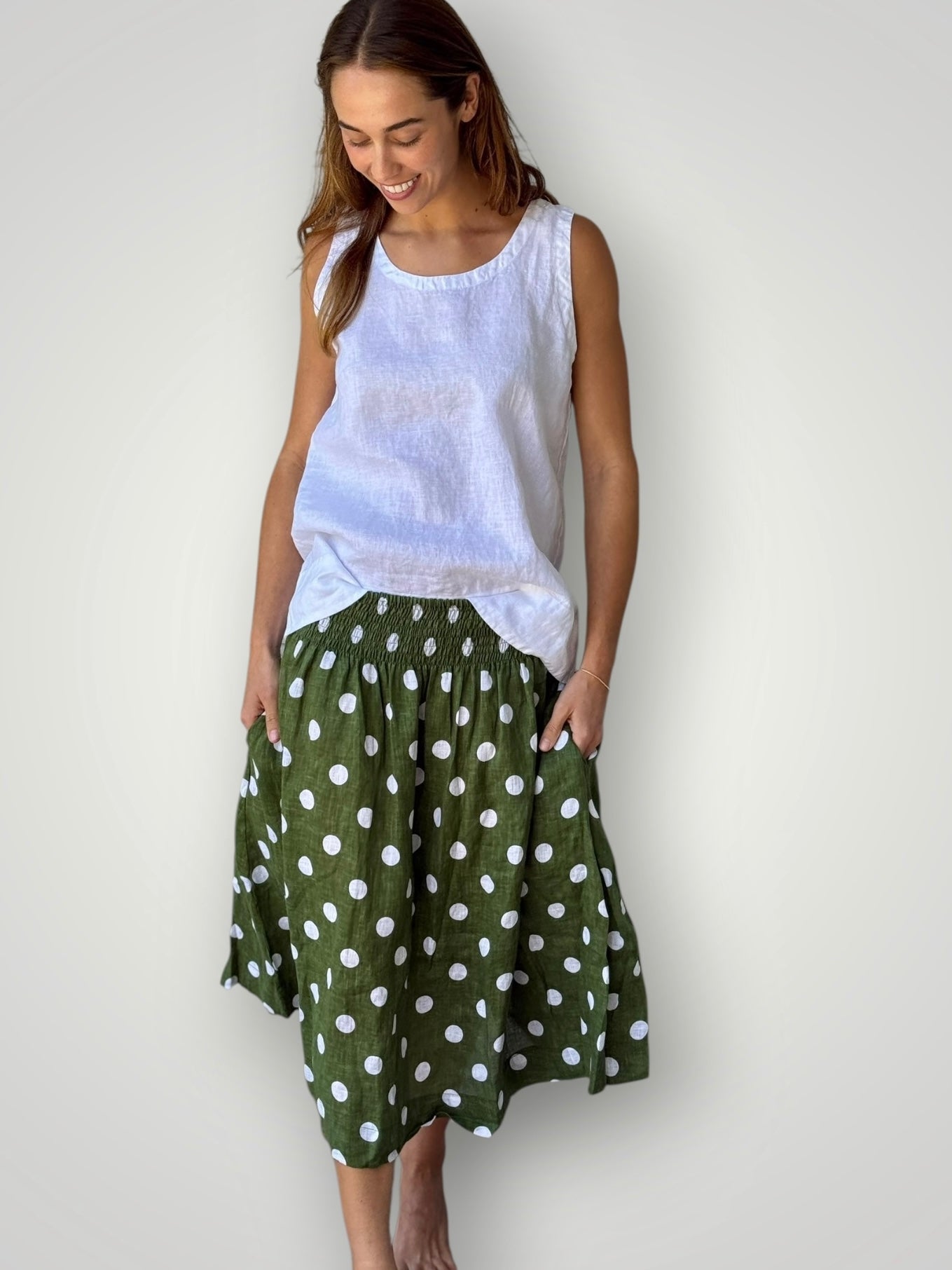 alice tank-white linen Apparel