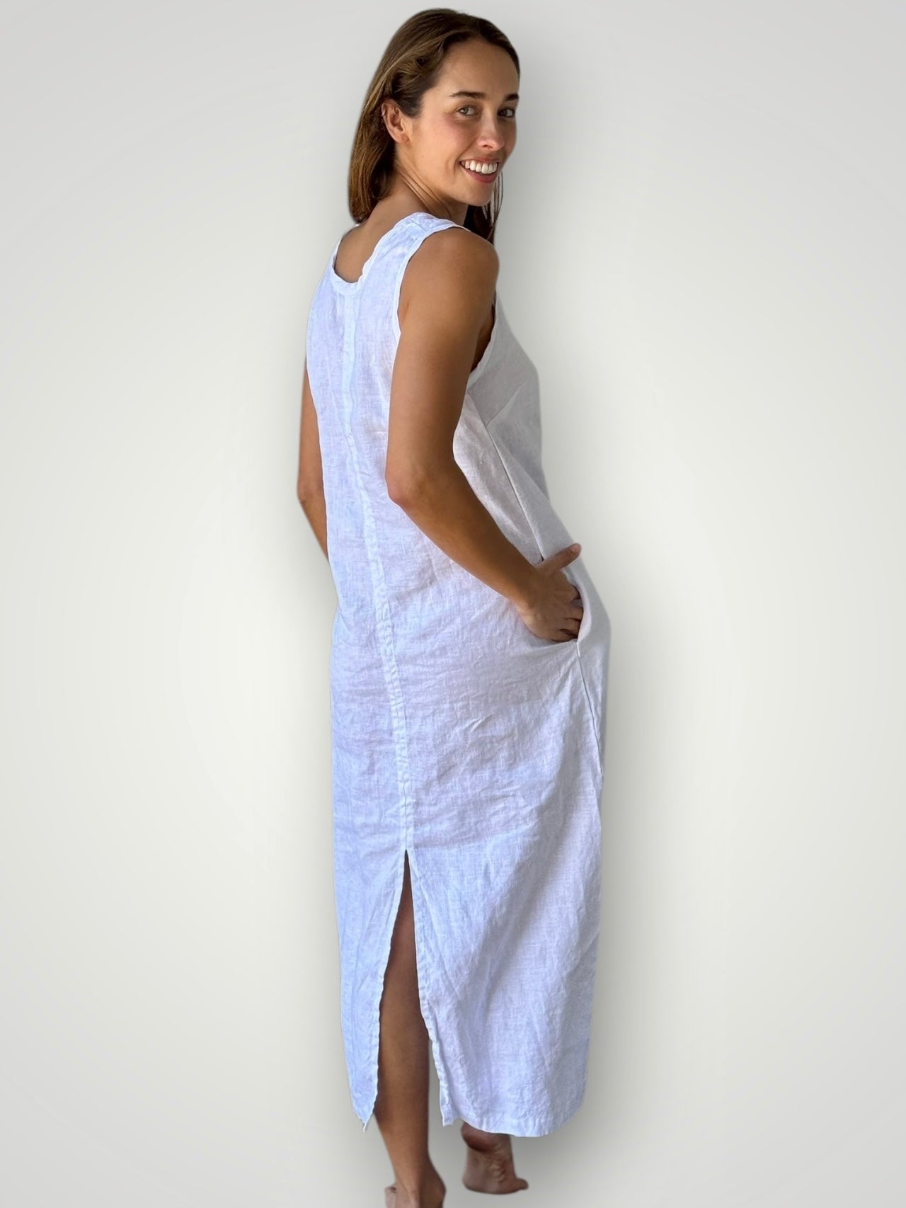 imogen dress-white linen
