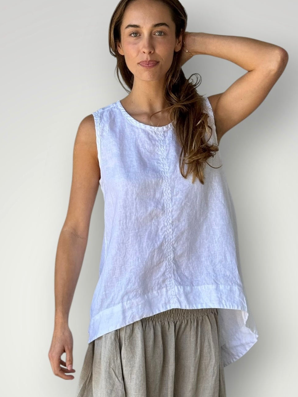 morgan top-white linen Apparel