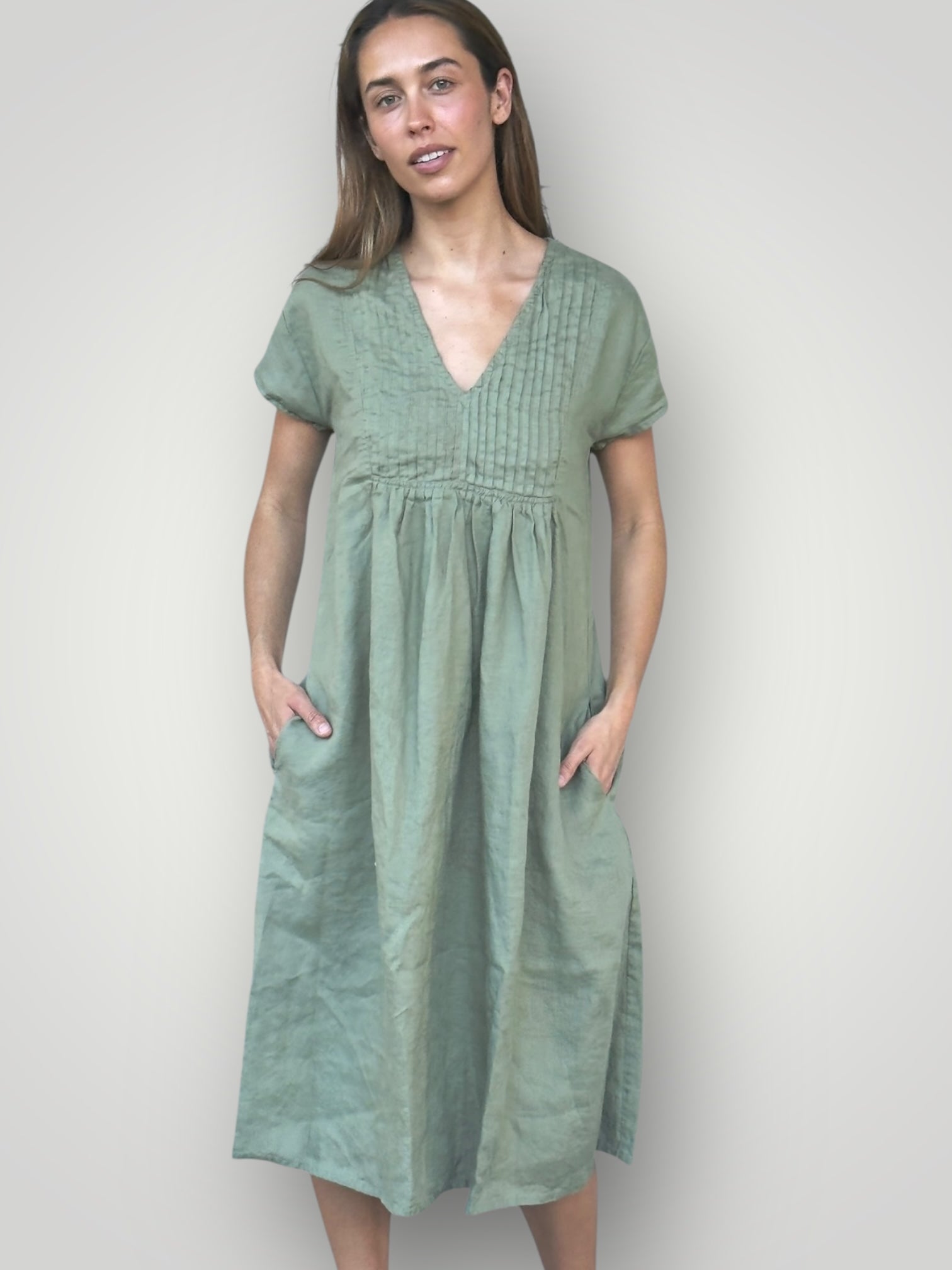 nellie dress-sage linen