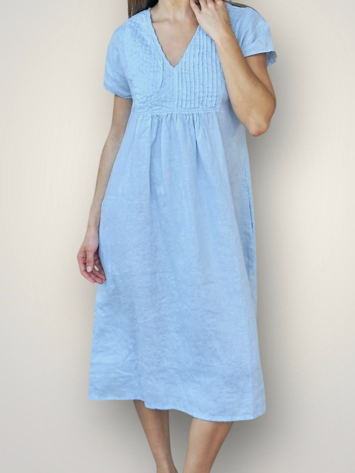 nellie dress-soft blue linen