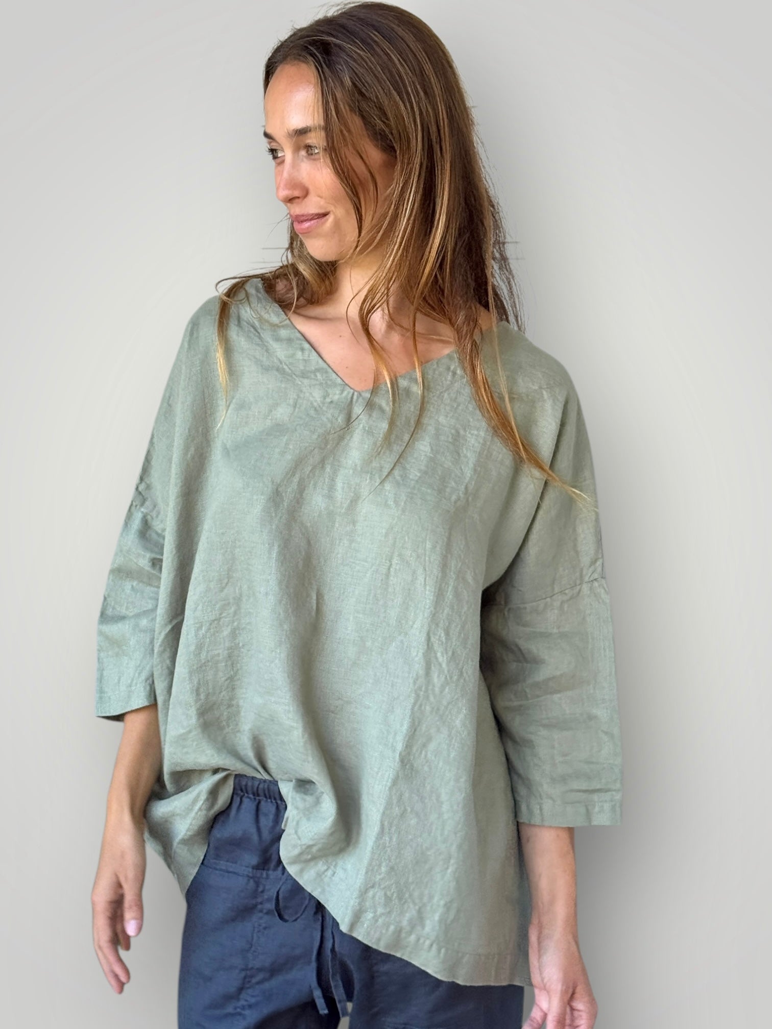 lydia top - sage linen Apparel