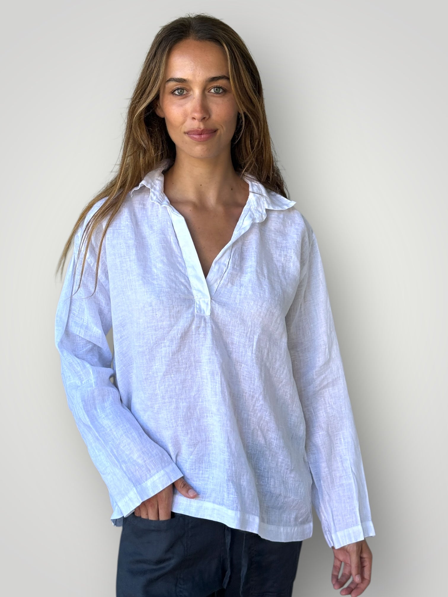 sybil top - white linen Apparel