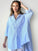 megan shirt -fine blue stripe linen Apparel