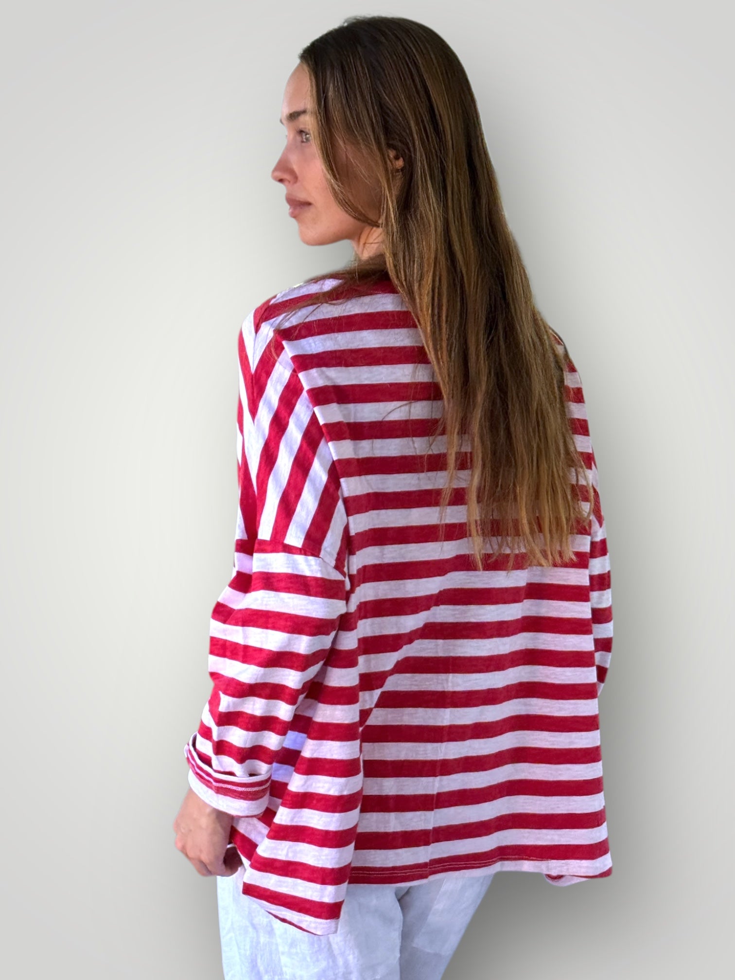 estella top-red stripe cotton knit Apparel