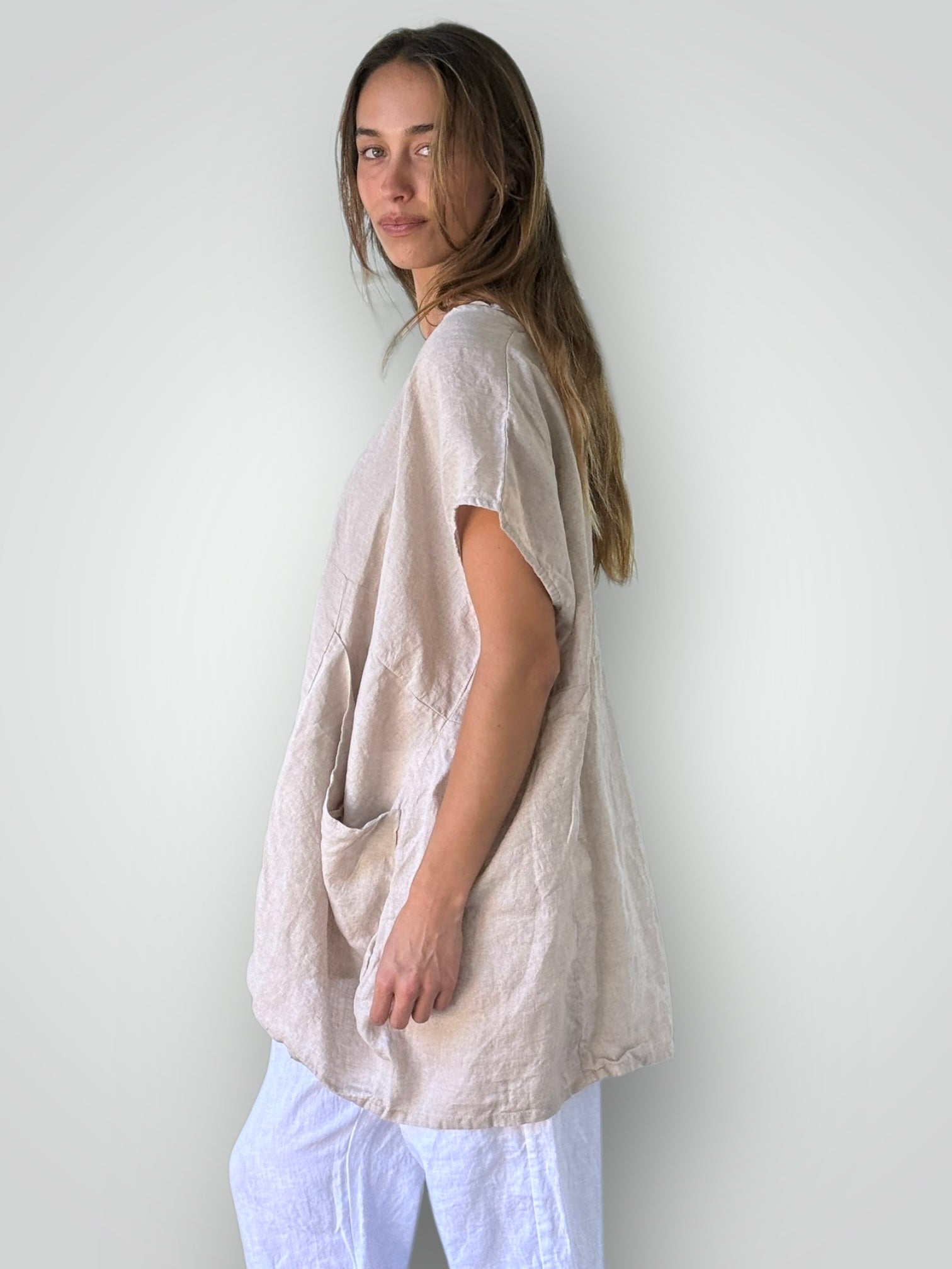 melrose top - natural linen Apparel