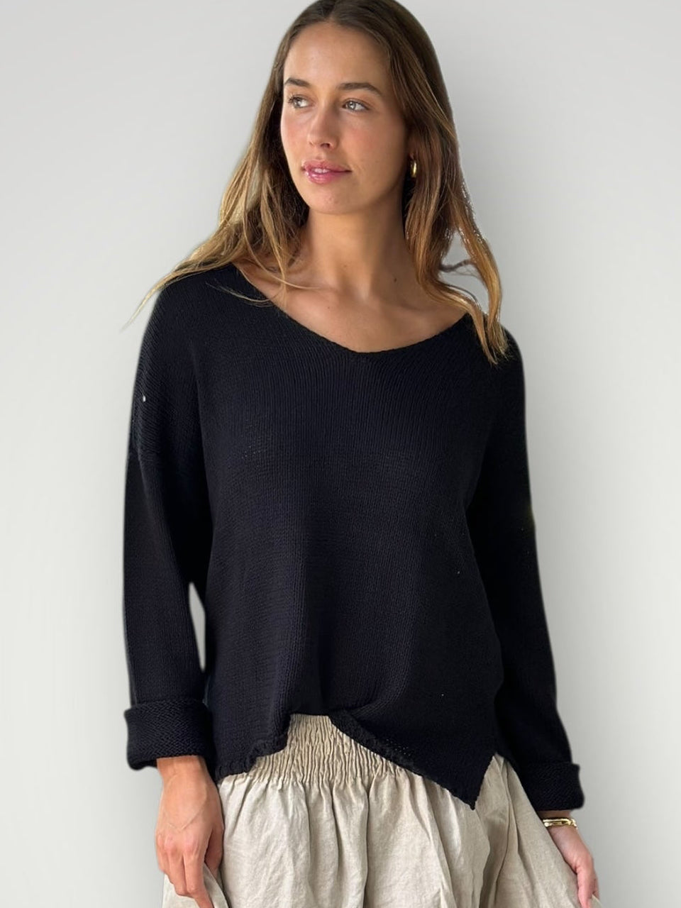jamie cotton knit - black Apparel