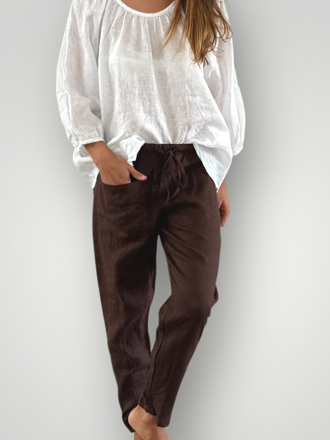 jessie pants - chocolate linen Apparel