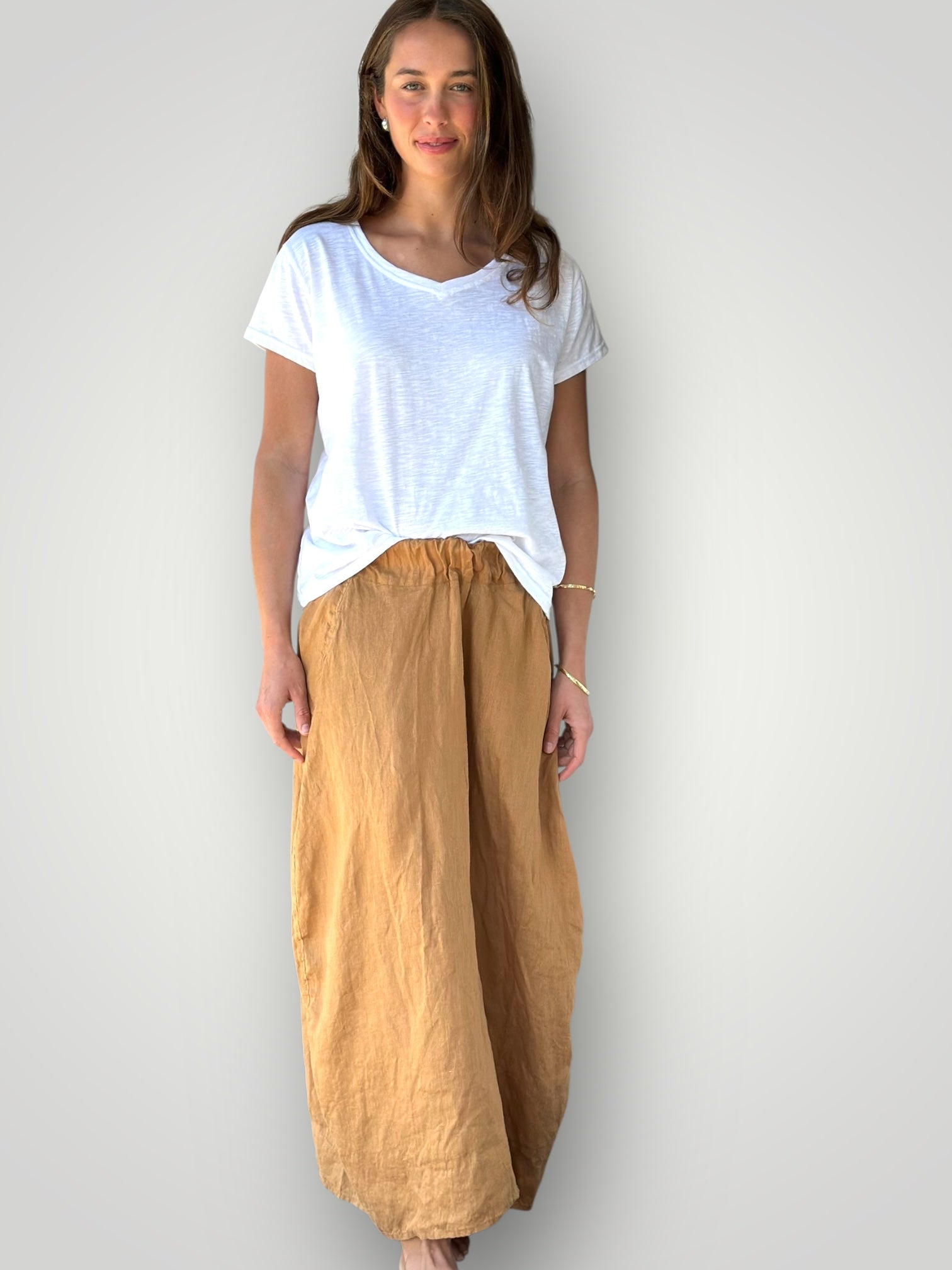 lana skirt - caramel linen Apparel
