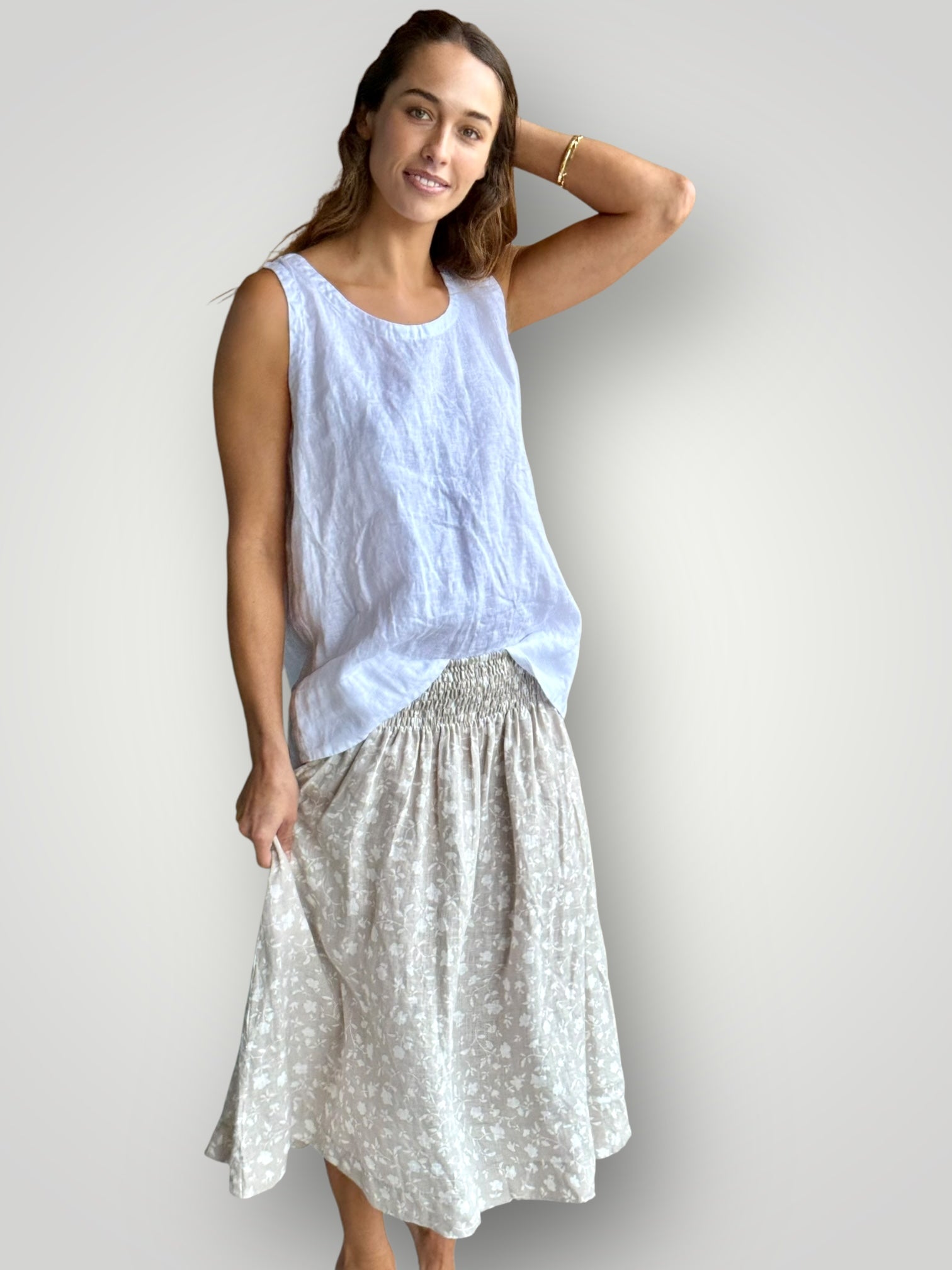 lola skirt - natural floral Apparel