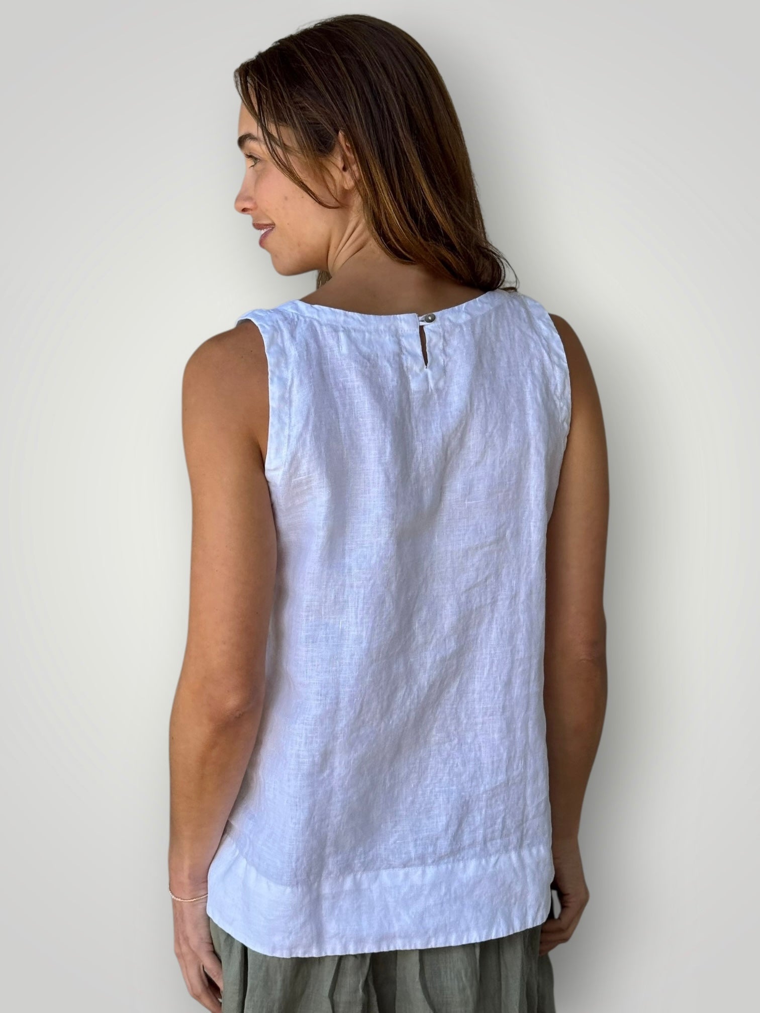 alice tank-white linen Apparel
