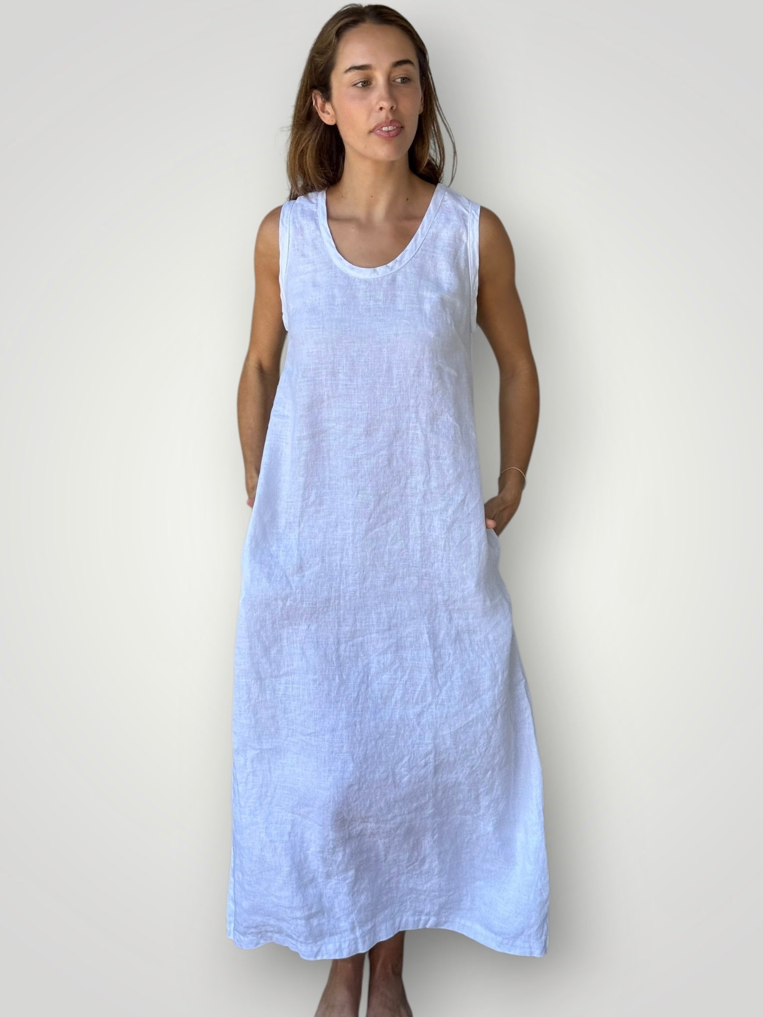 imogen dress-white linen