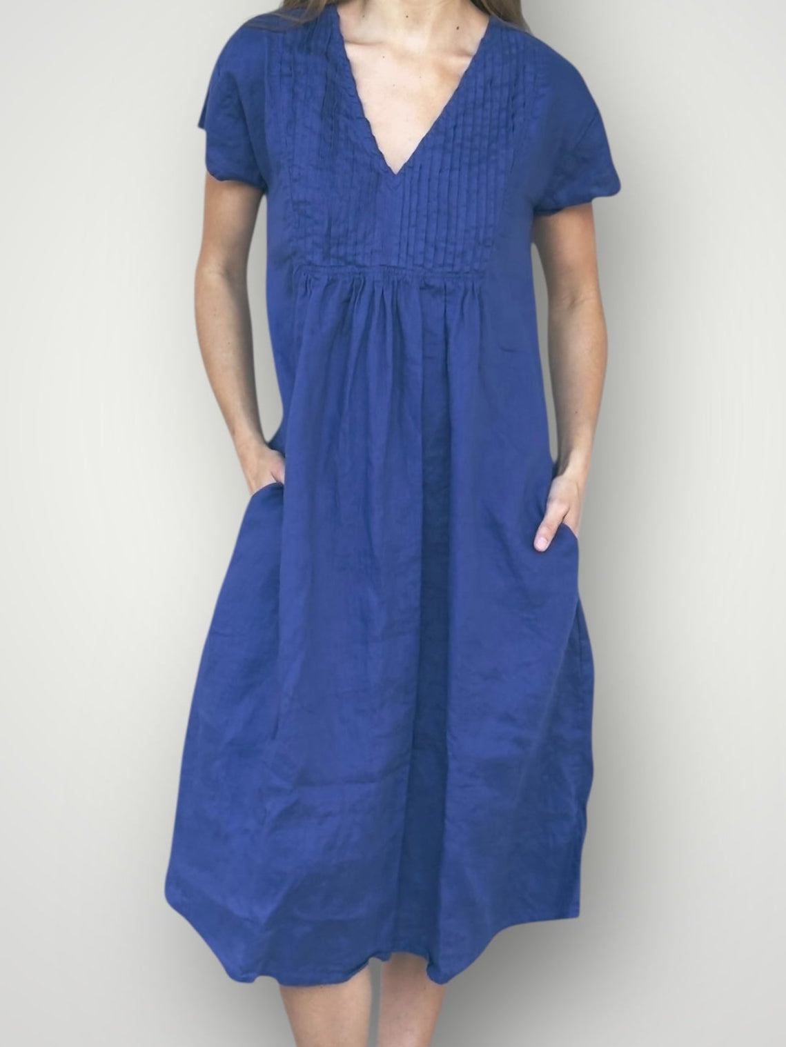 nellie dress-blue dusk linen