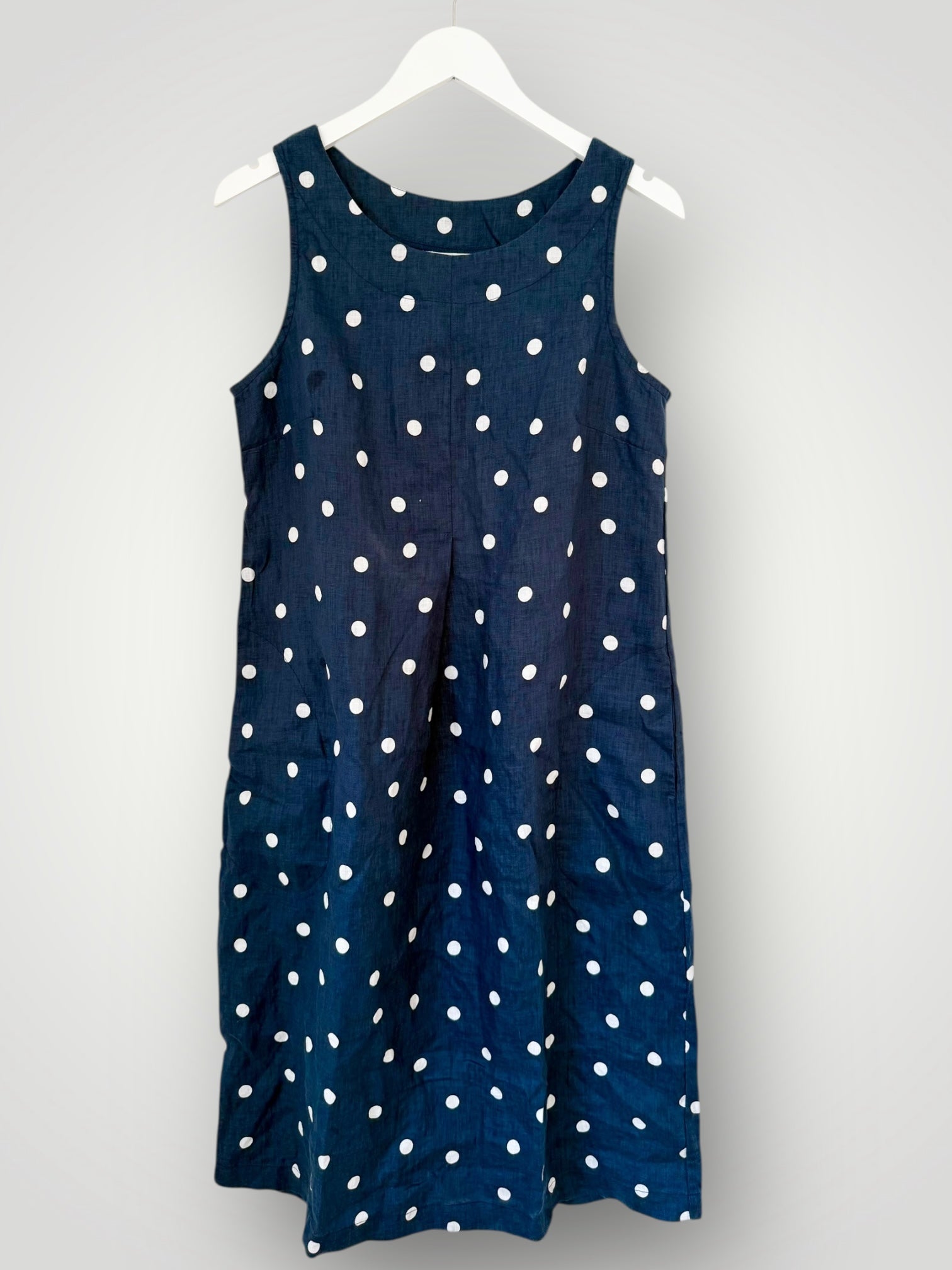 becky dress - navy spot linen Apparel