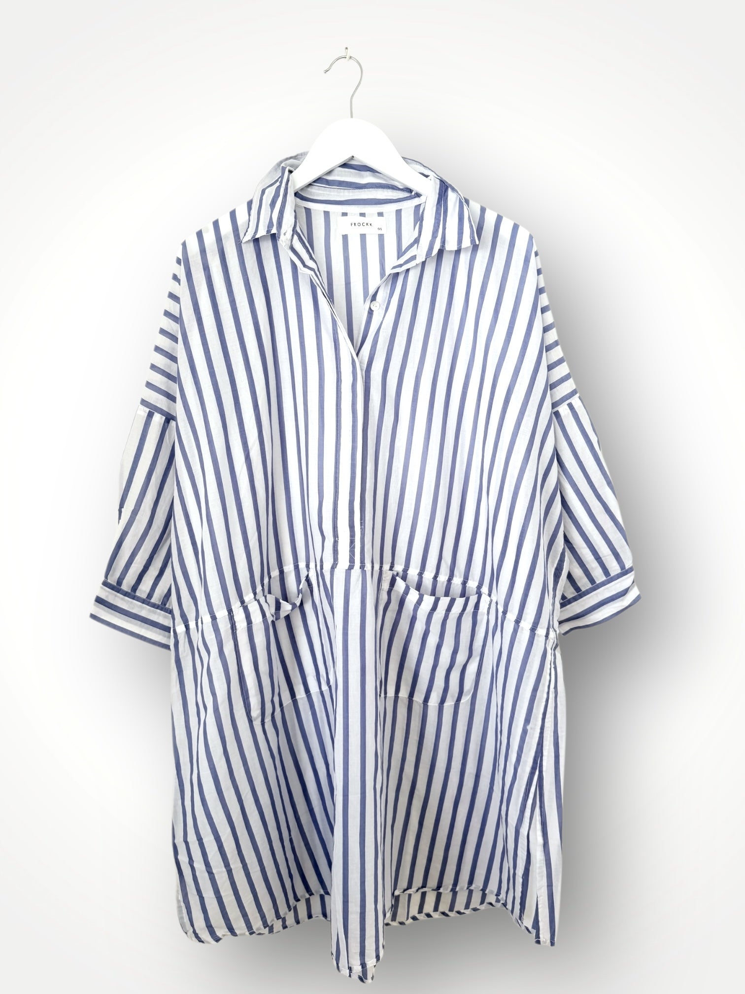 beach dress - cornflower stripe cotton General
