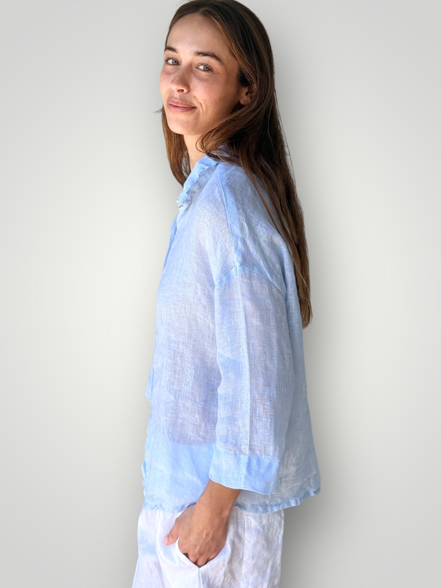 deanna shirt - soft blue linen gauze Apparel