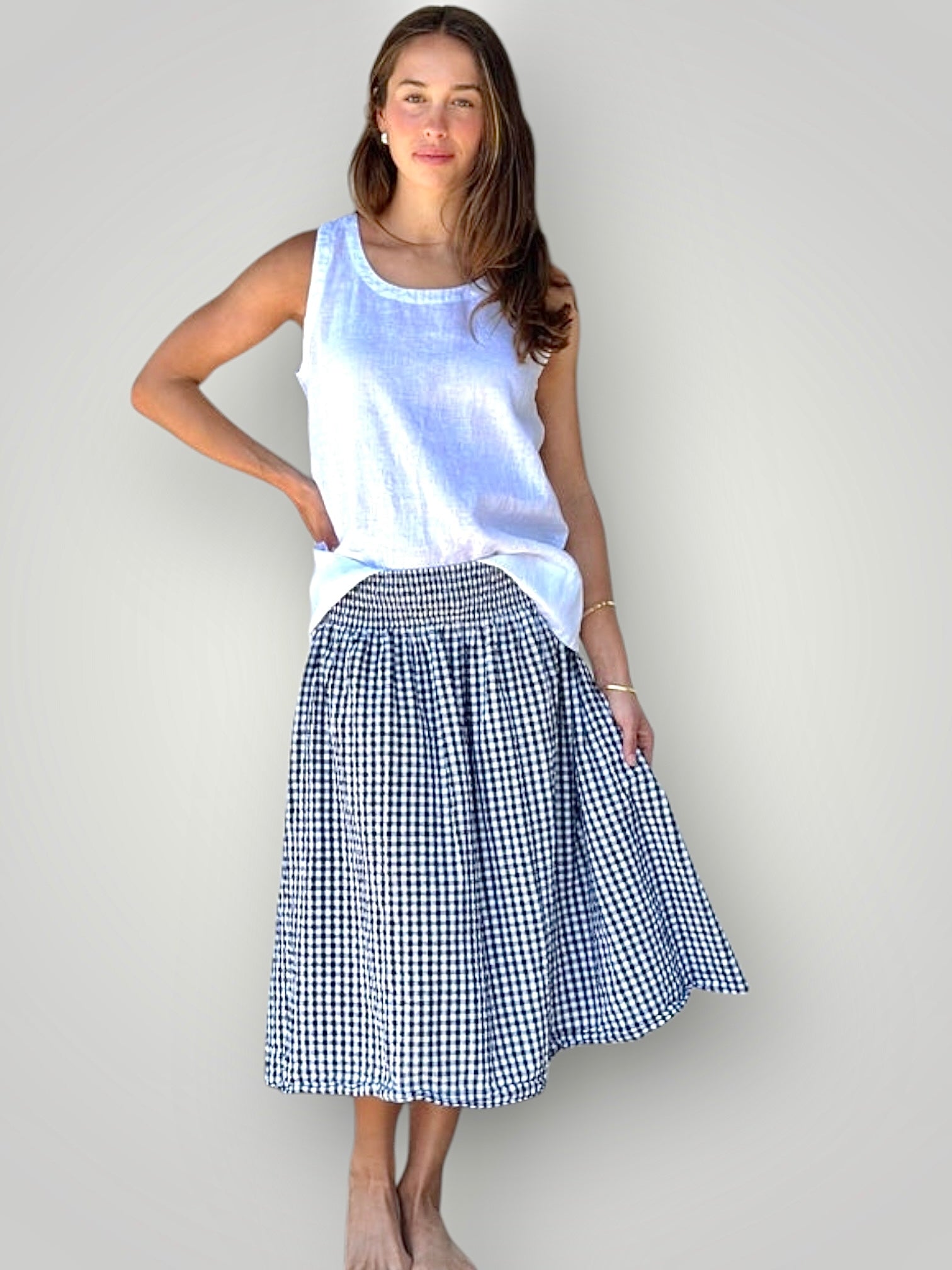 lola skirt -black /white gingham cotton Apparel