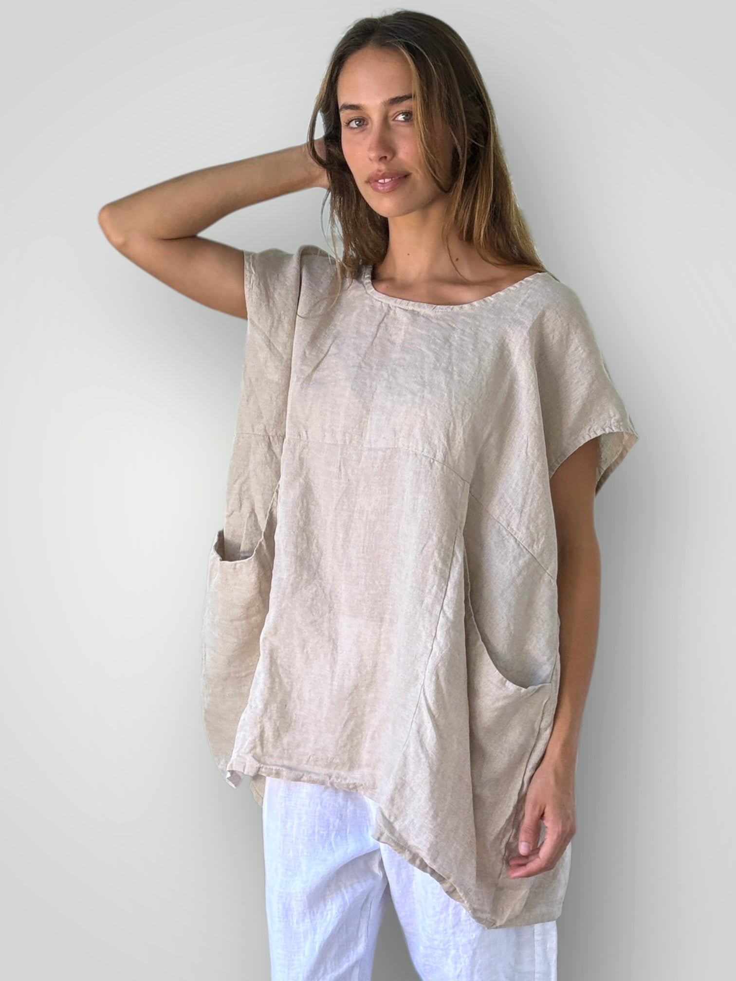 melrose top - natural linen Apparel