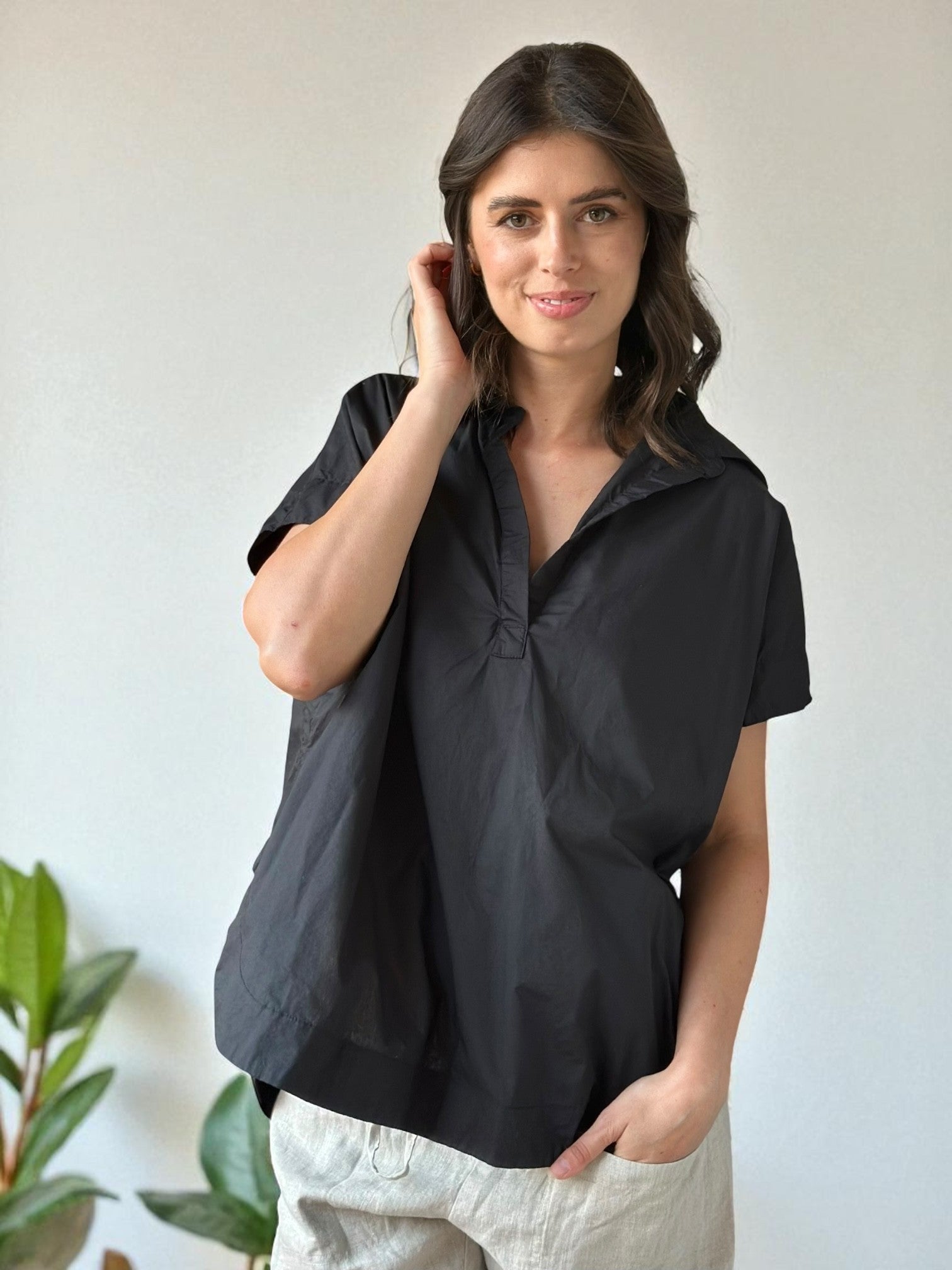 tara top - black cotton General