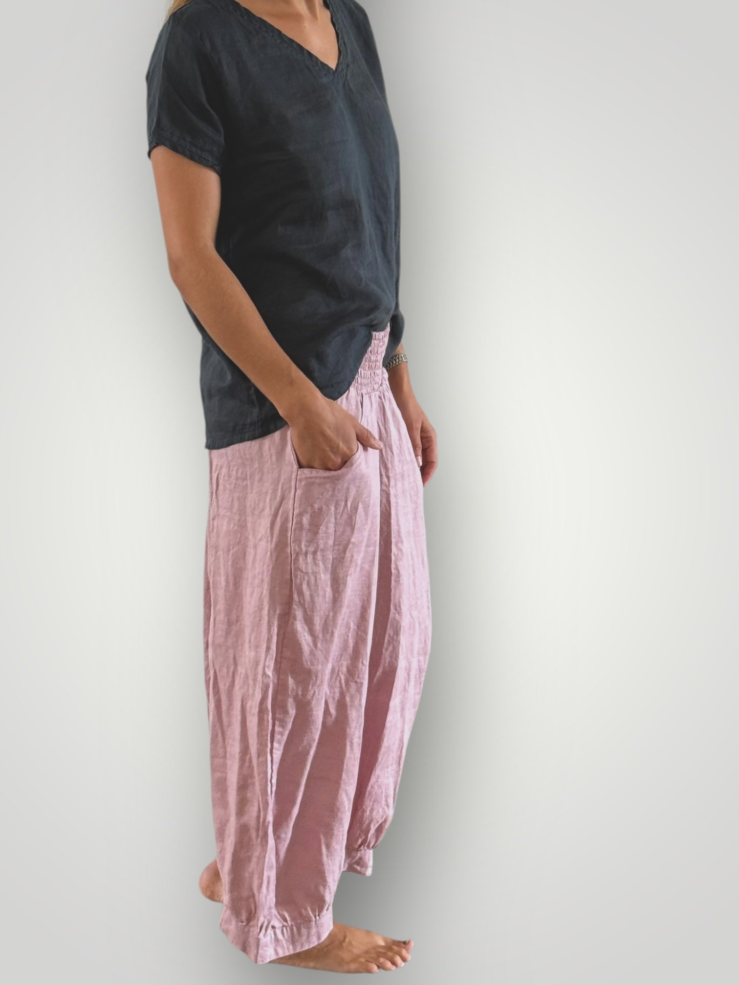 jackie pants - dusty rose linen Apparel