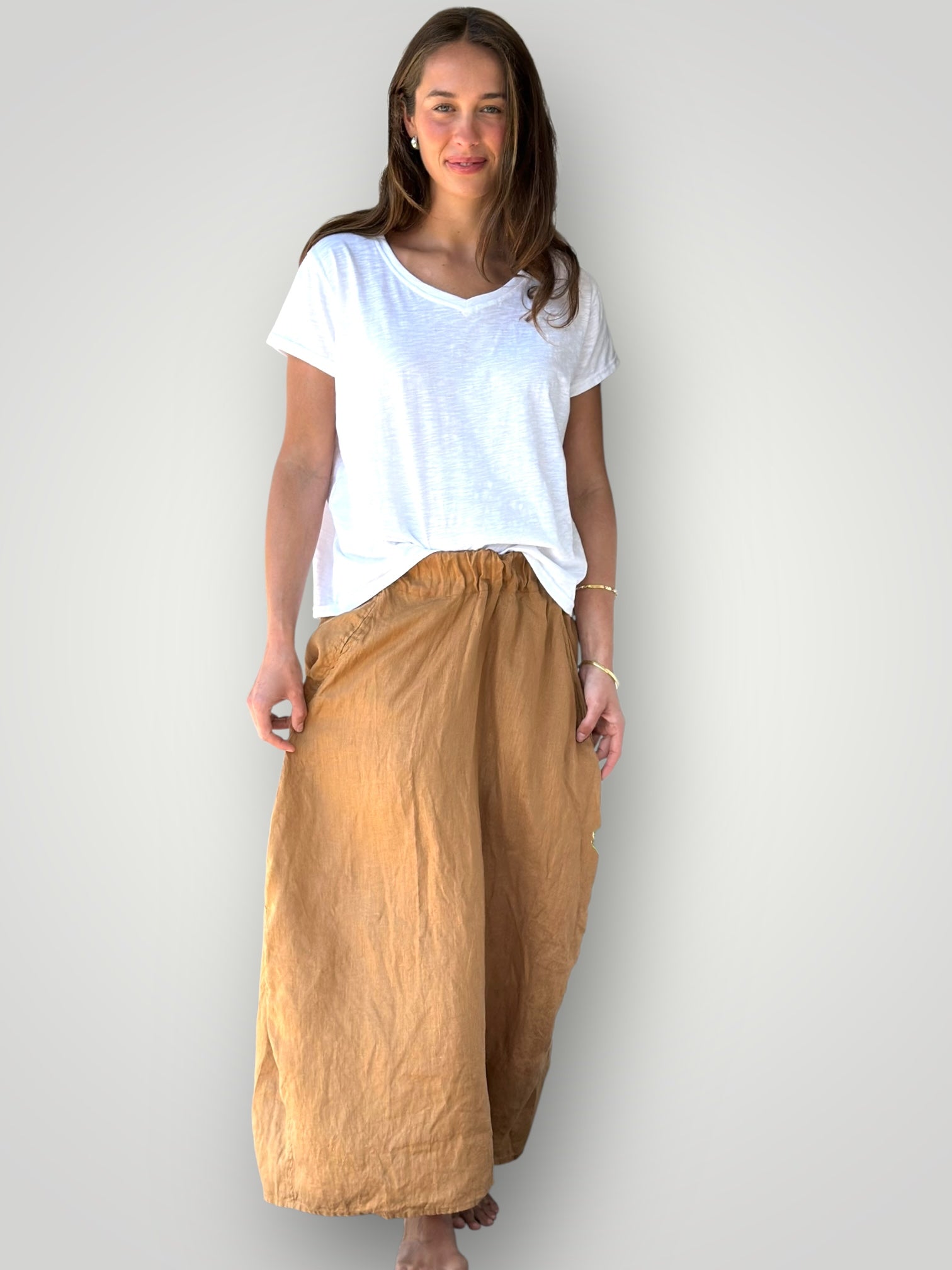 lana skirt - caramel linen Apparel