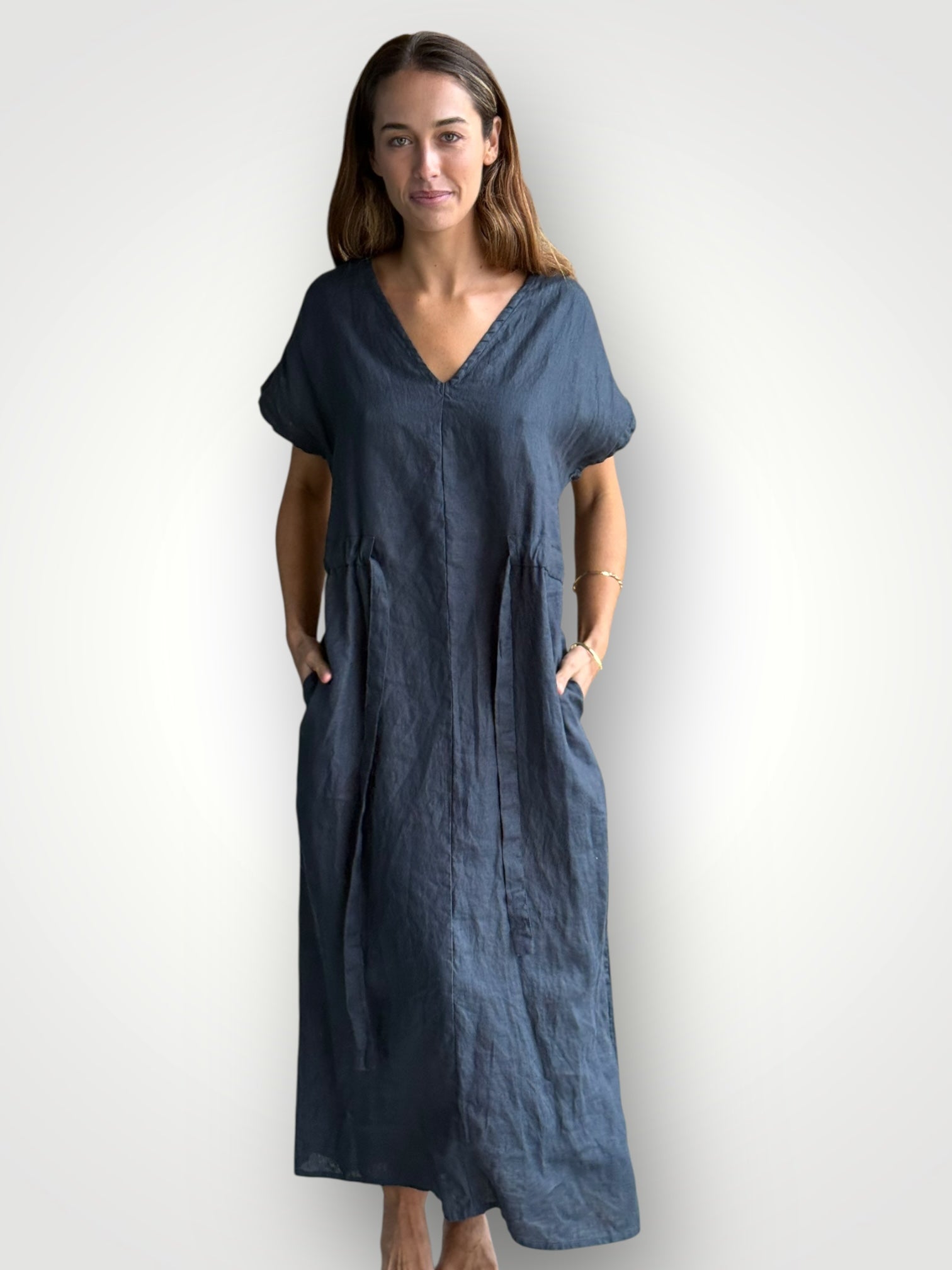 harper dress - charcoal linen Apparel
