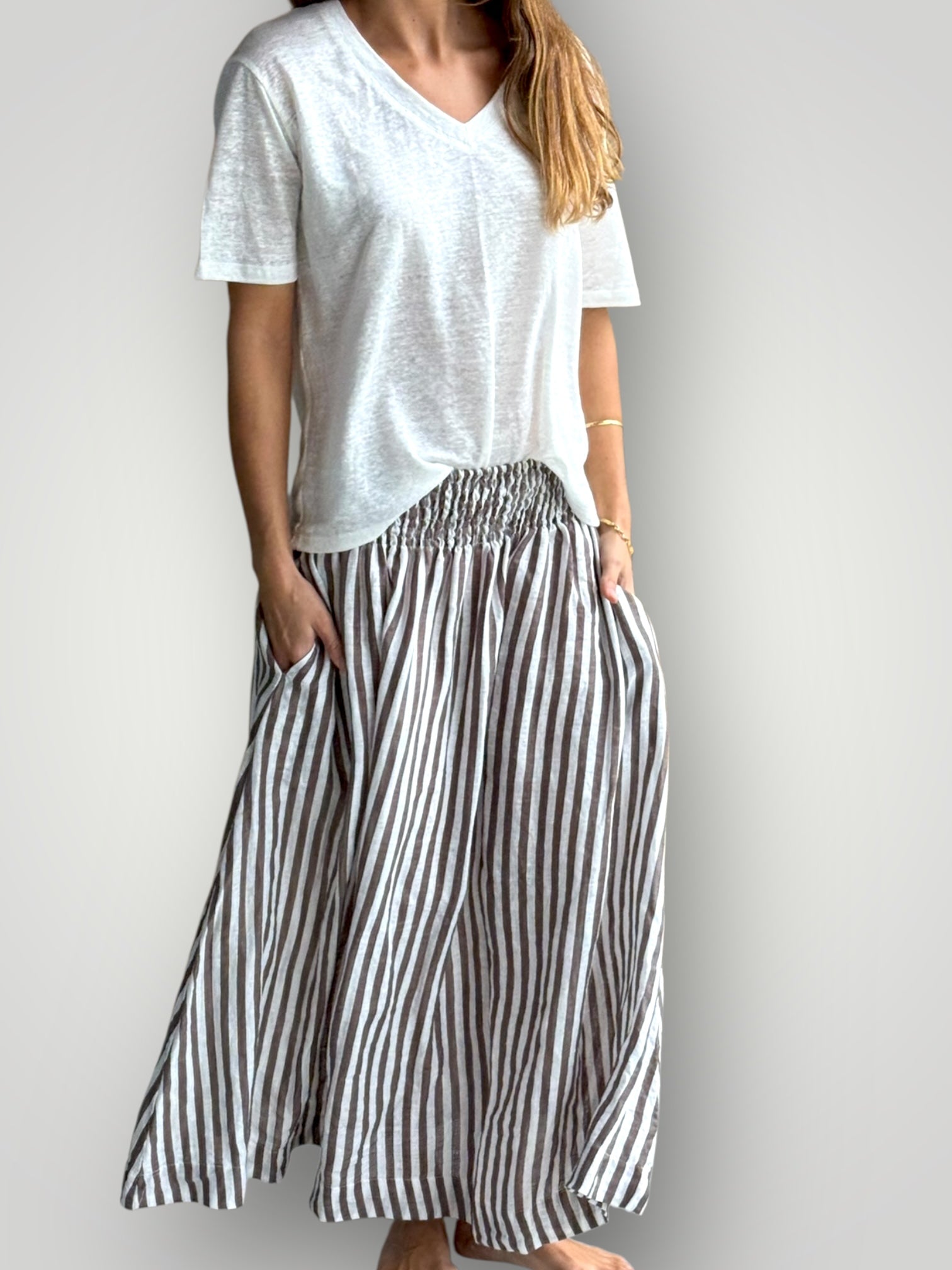 lulu skirt - soil stripe linen Apparel
