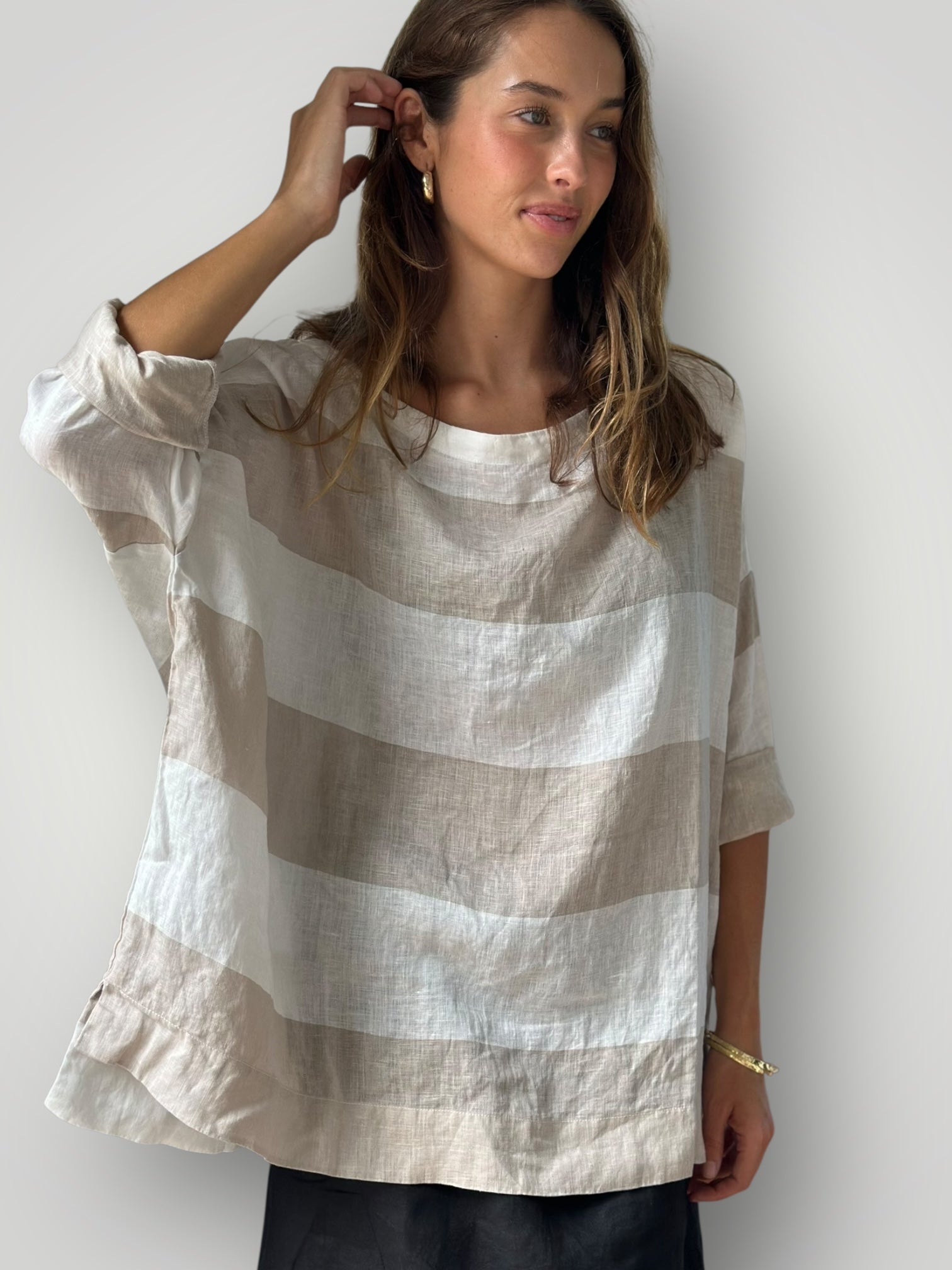 avril top - big natural stripe Apparel
