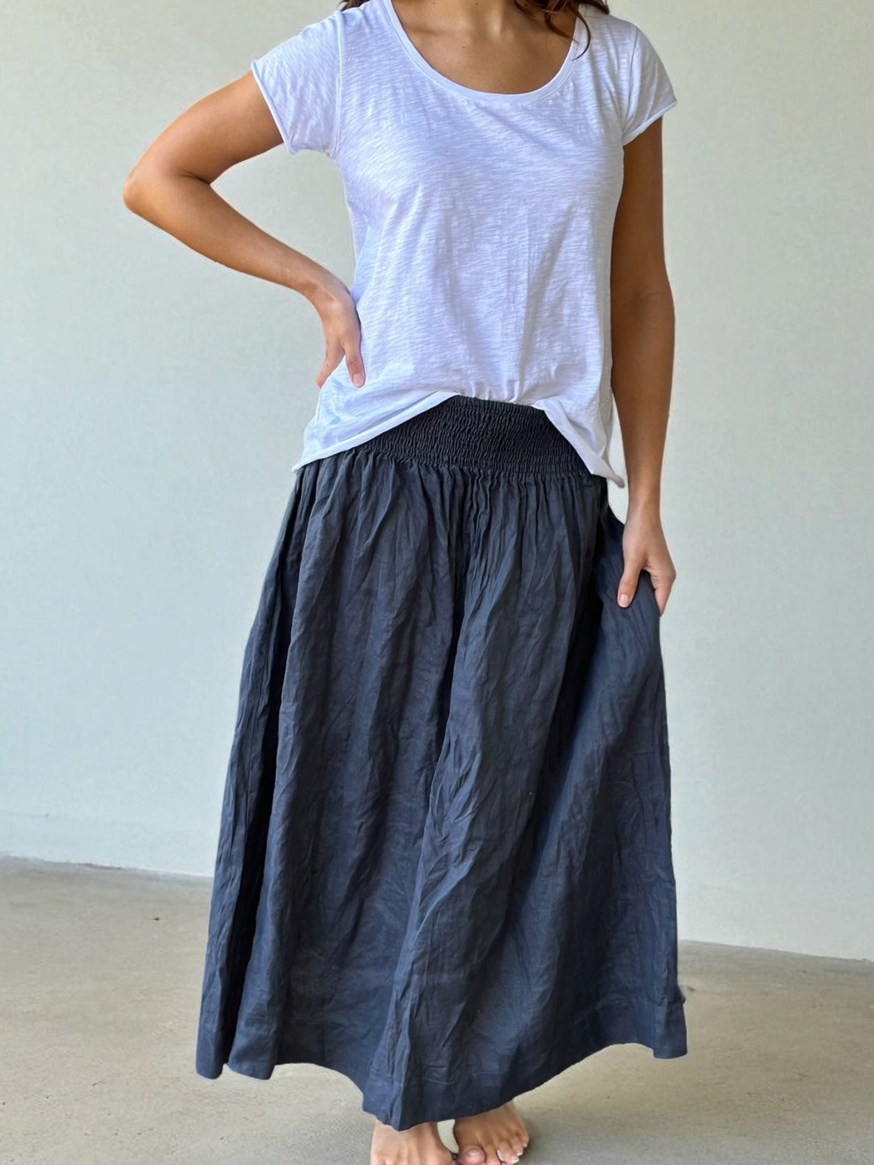 lulu skirt - charcoal linen Apparel