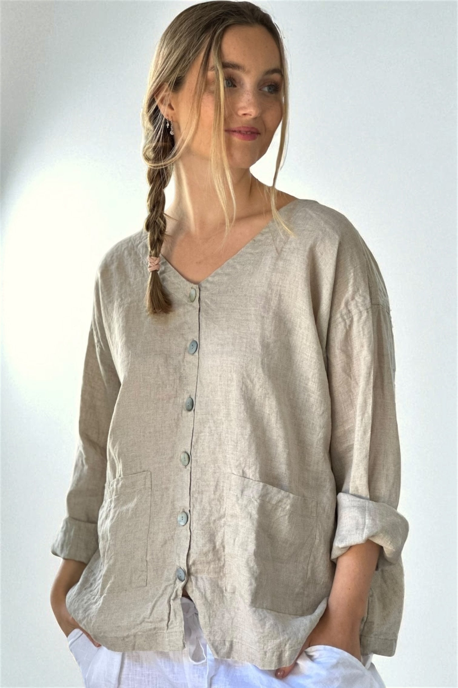 jamie jacket -natural linen Apparel