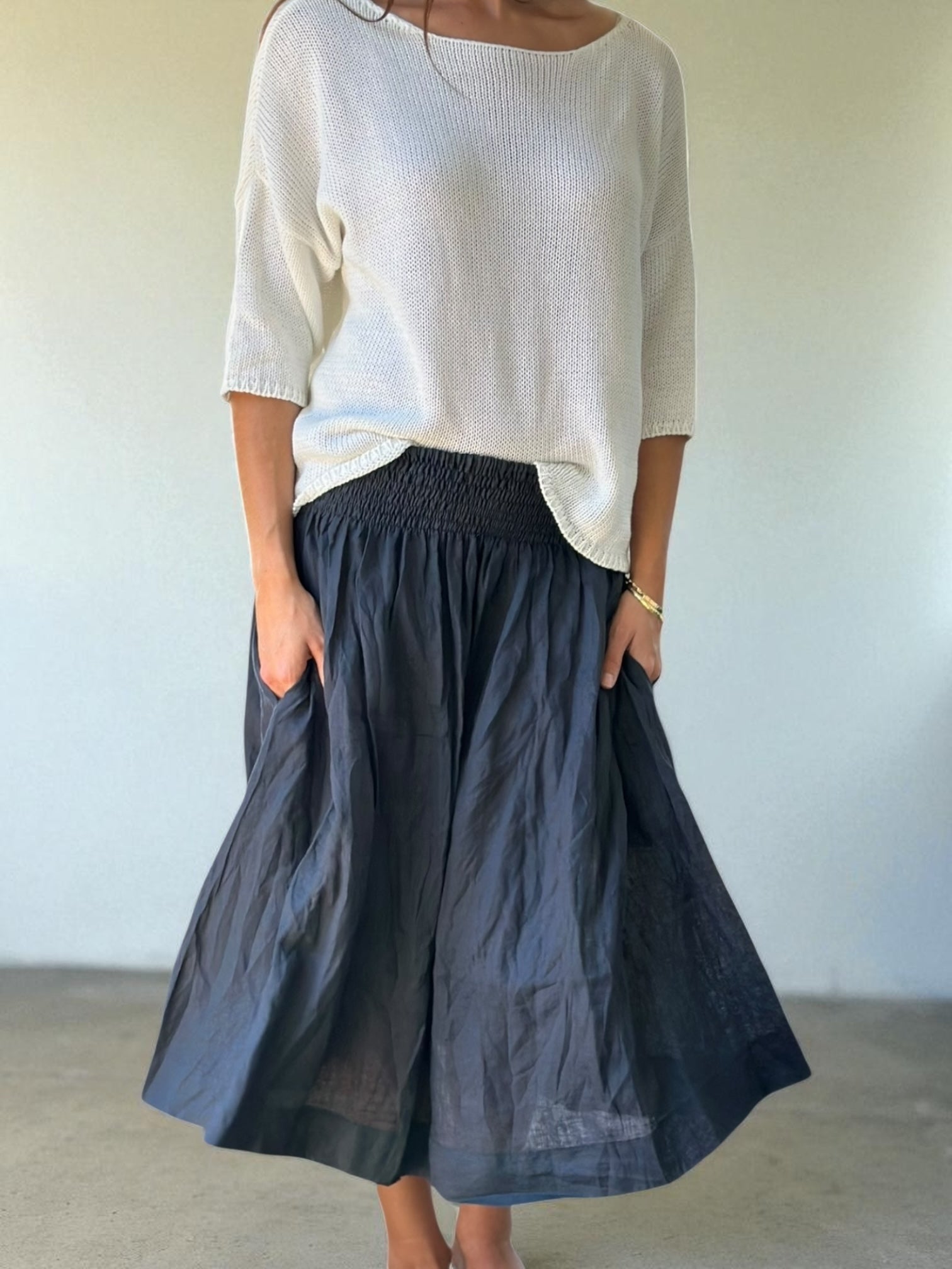 lola skirt - charcoal linen Apparel