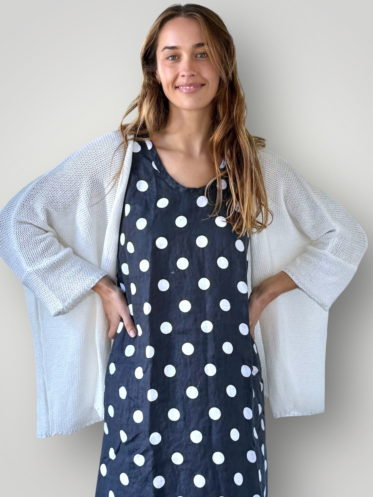 imogen dress-charcoal spot linen