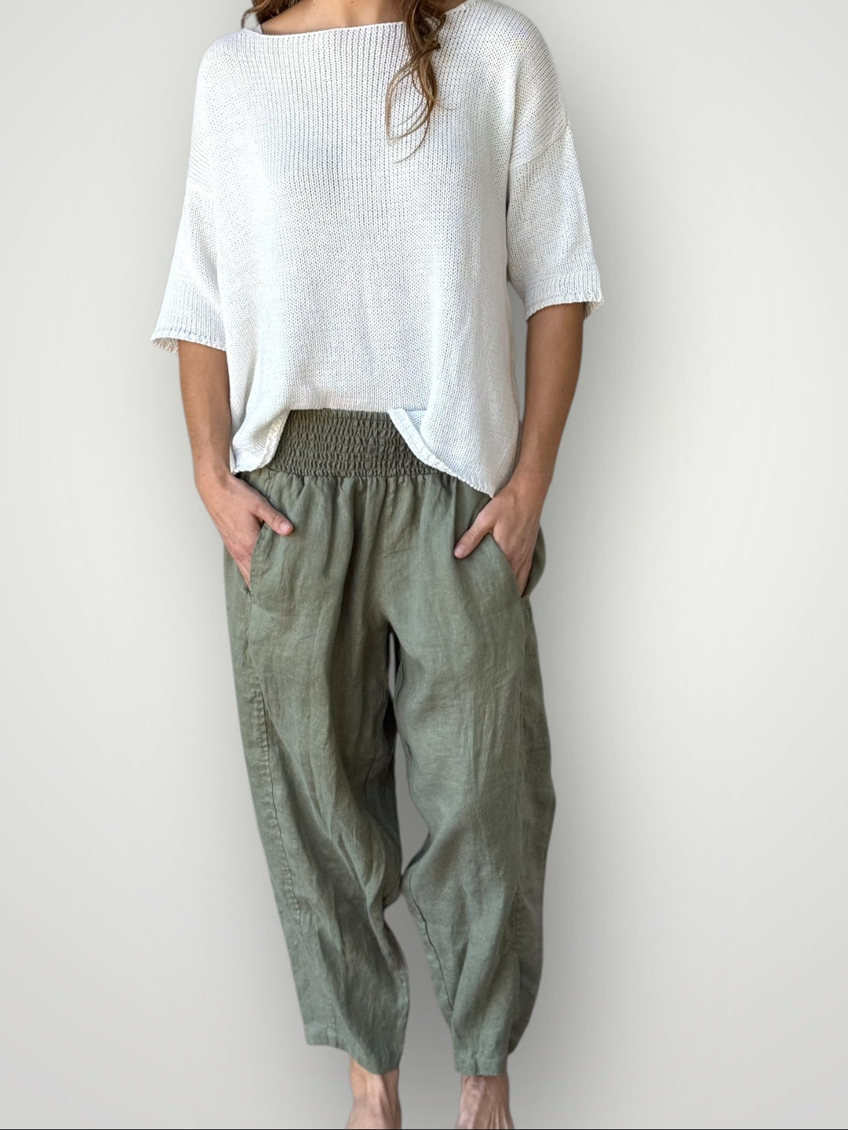 frankie pant - sage linen Apparel