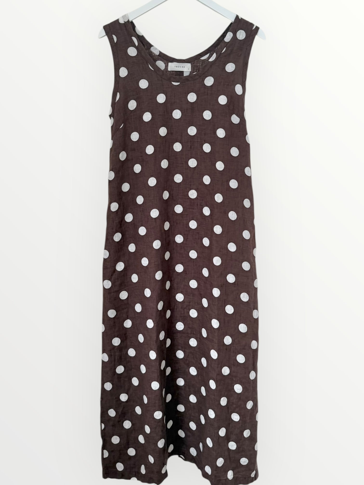 imogen dress-chocolate spot linen