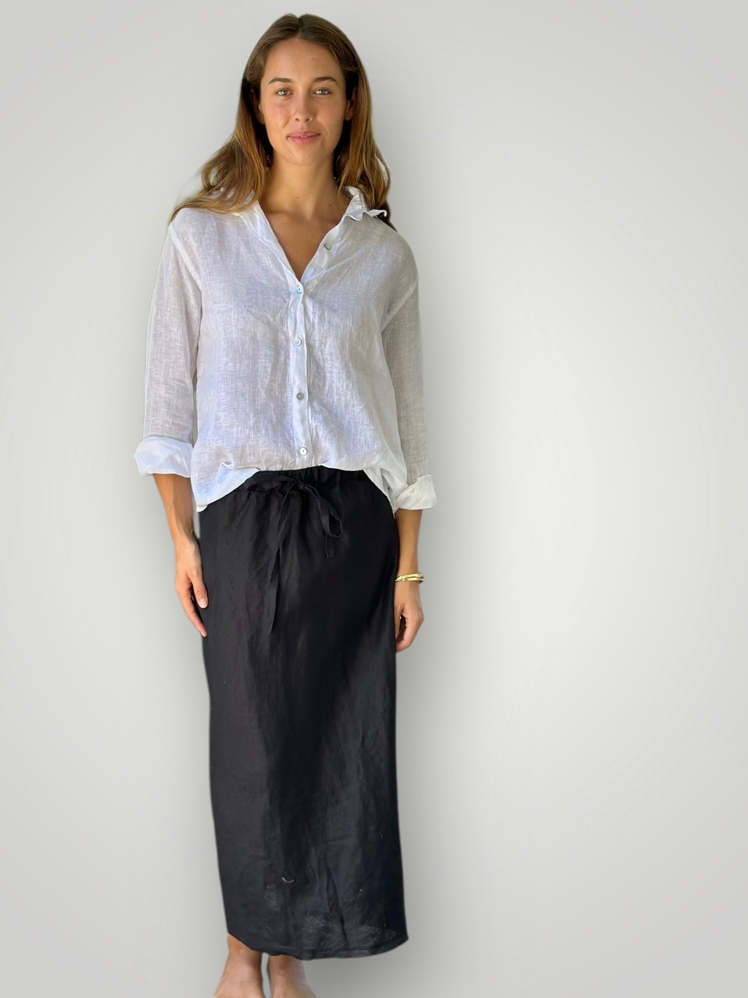 anthea skirt - black linen Apparel