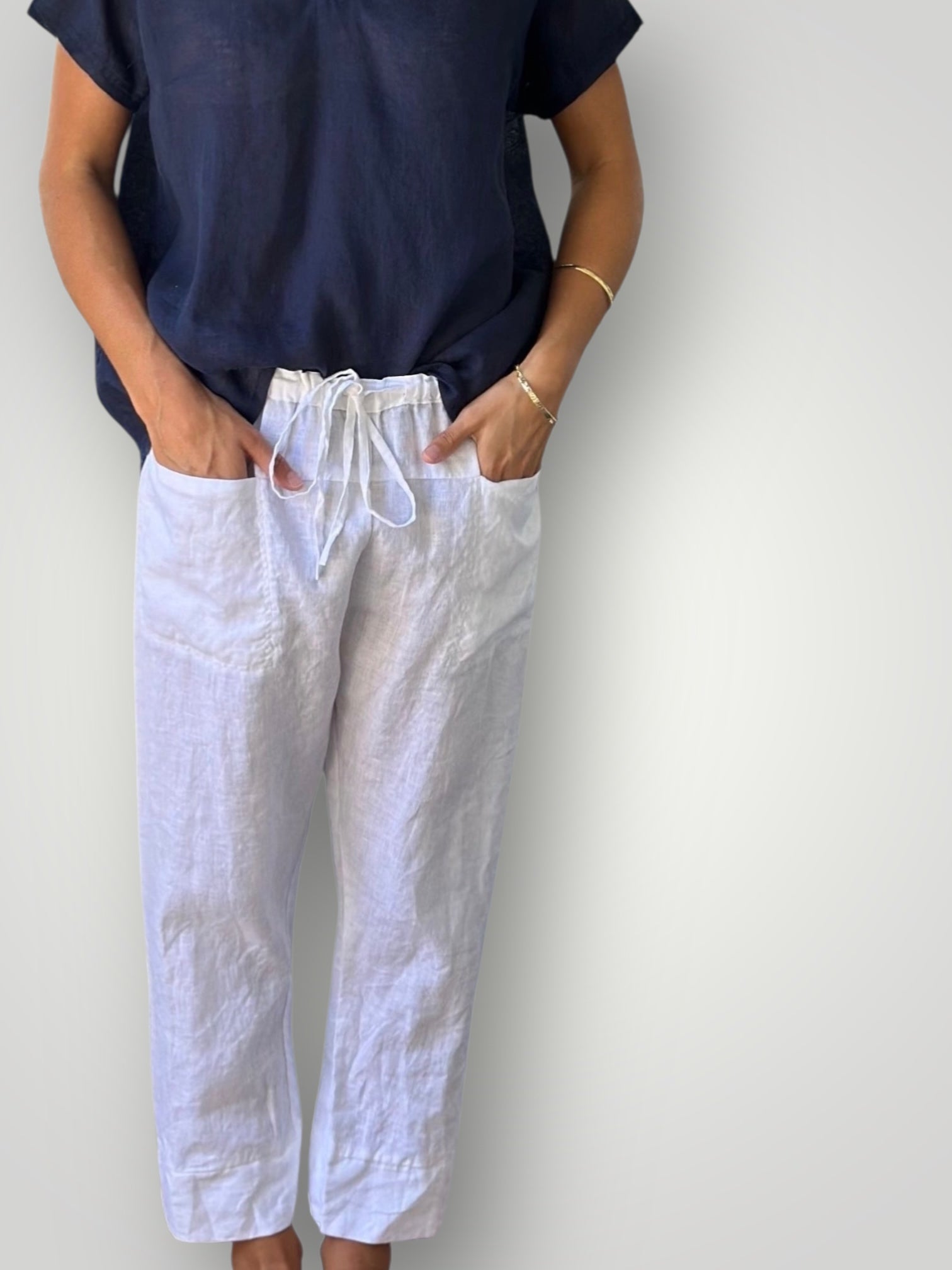 darcy pant - white linen Apparel