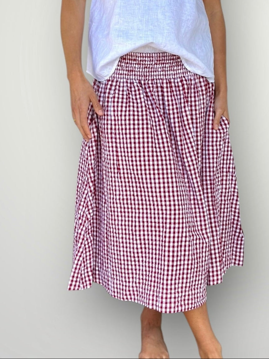 lola skirt -red gingham cotton Apparel