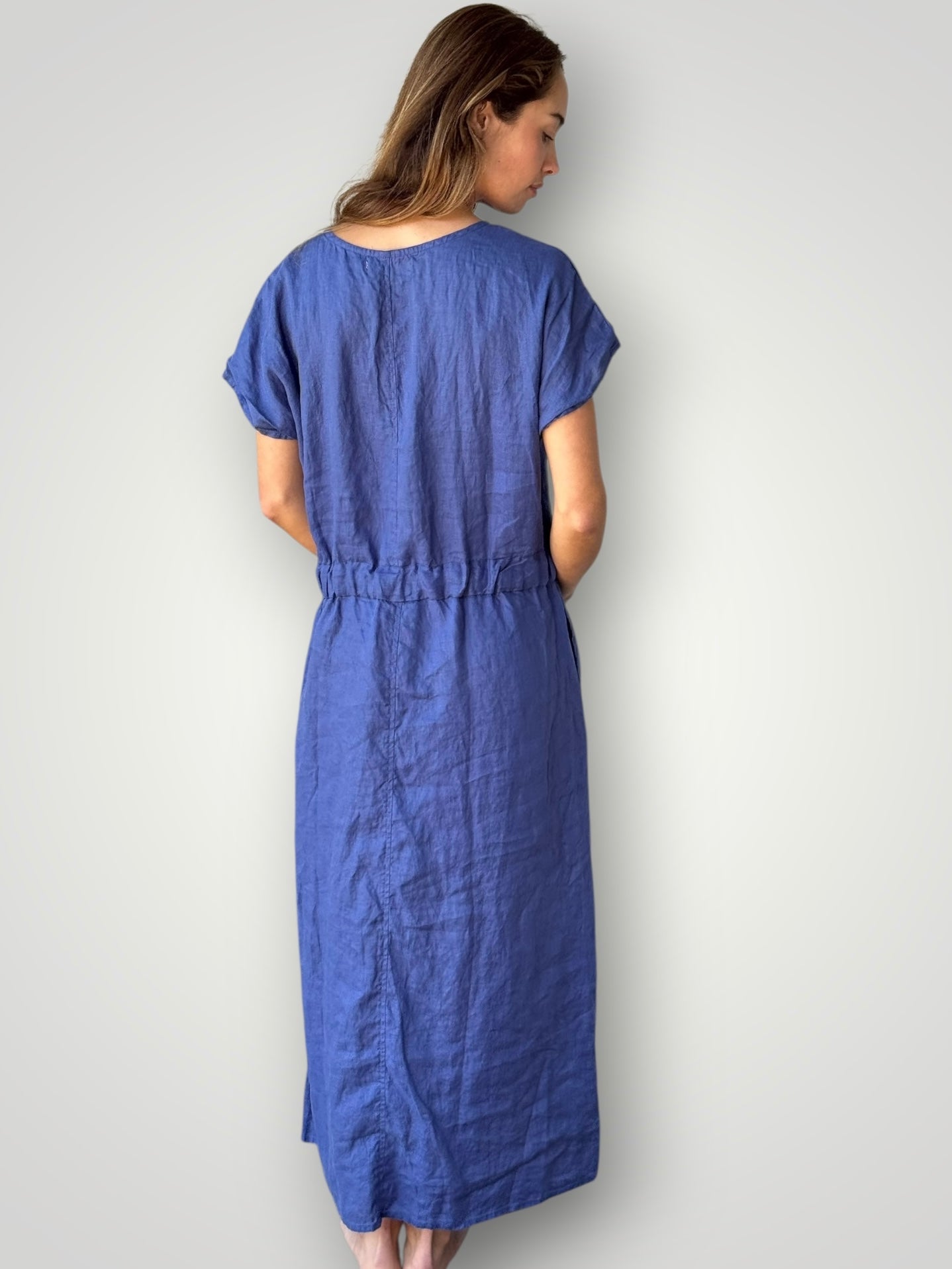 harper dress - blue dusk linen Apparel