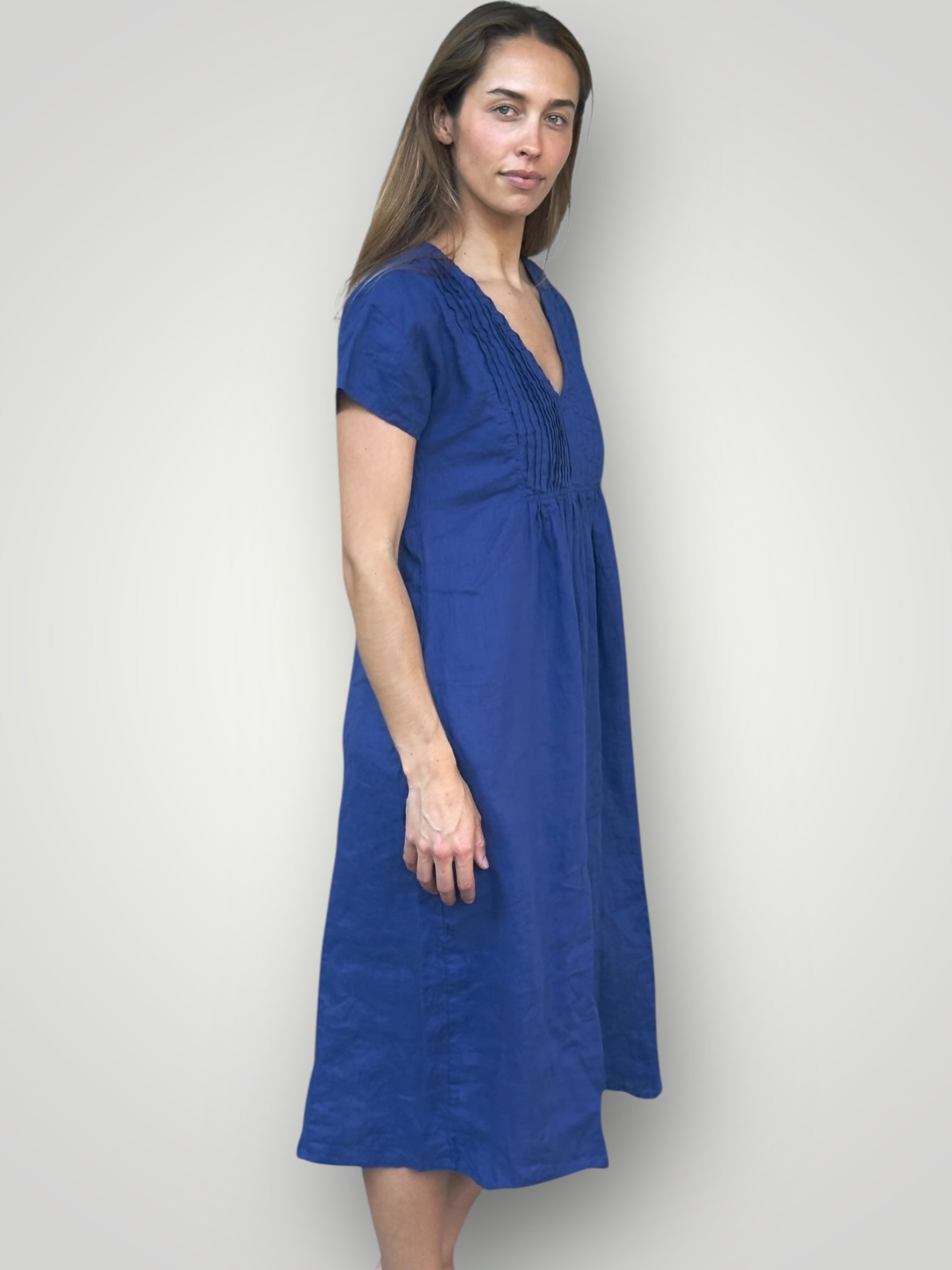 nellie dress-blue dusk linen