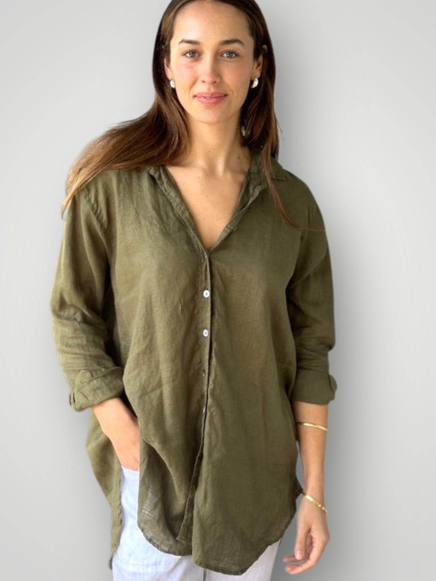 skyla shirt - army linen Apparel