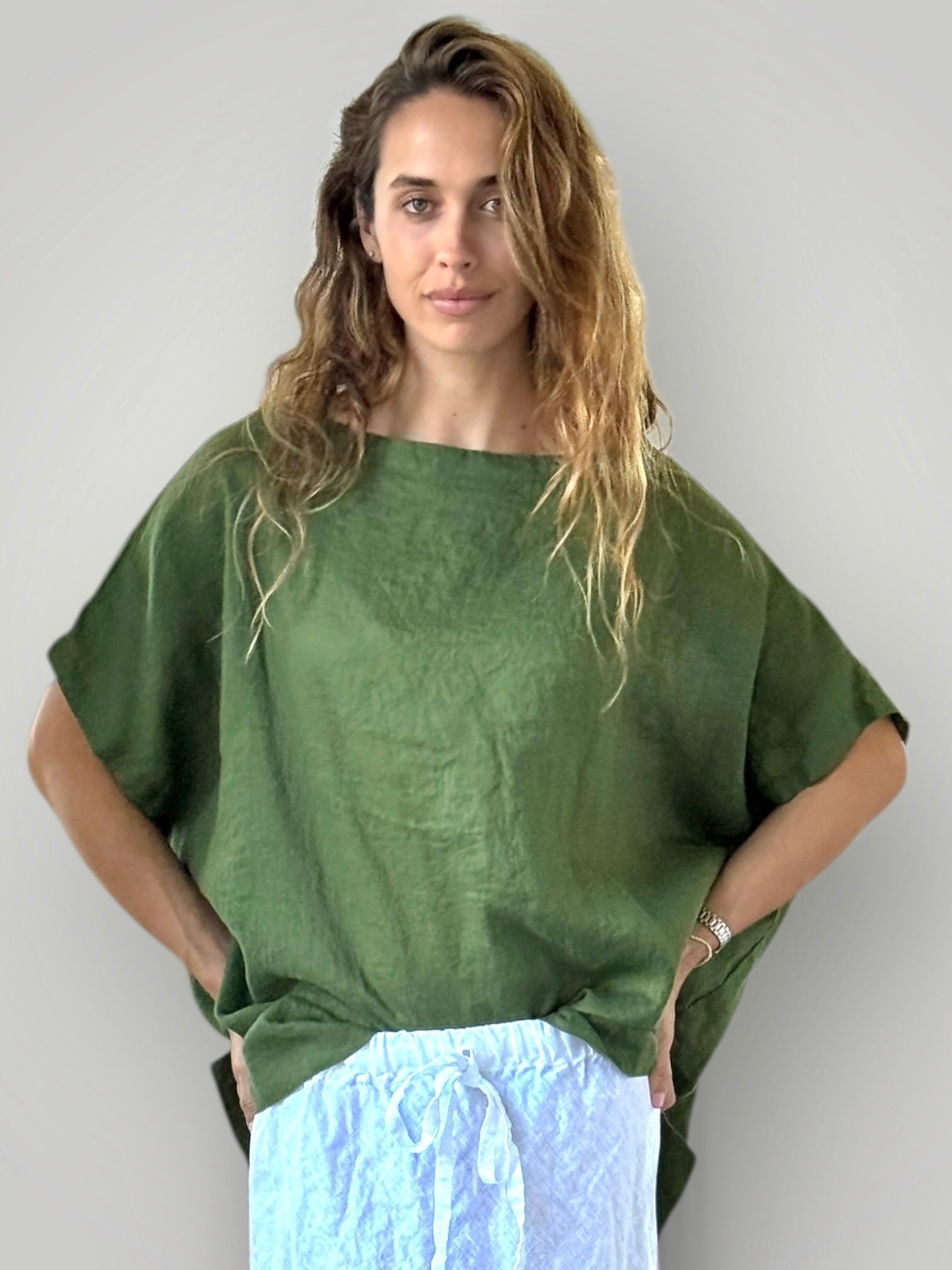 sammy top - moss linen Apparel