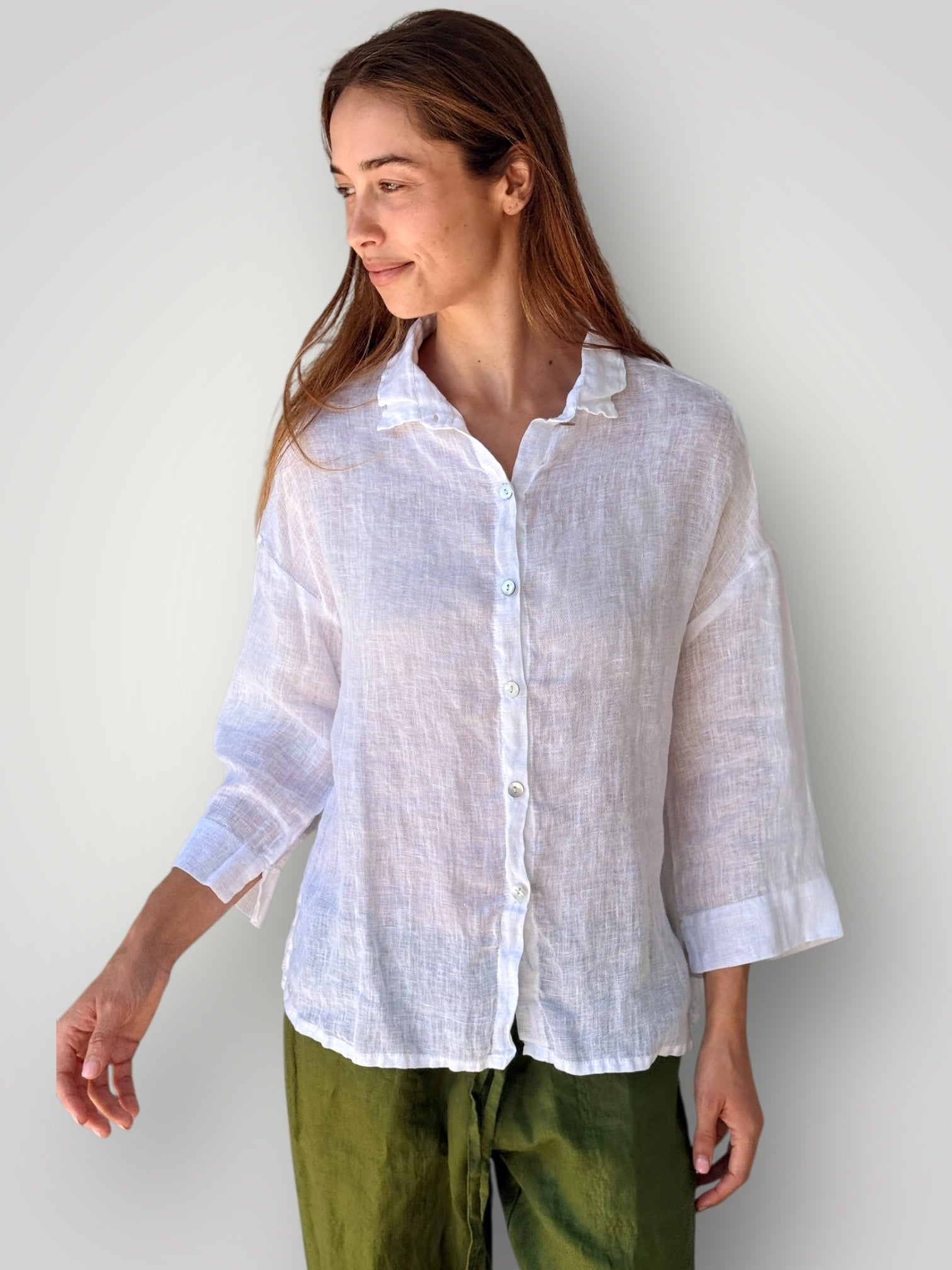 deanna shirt - white linen gauze Apparel